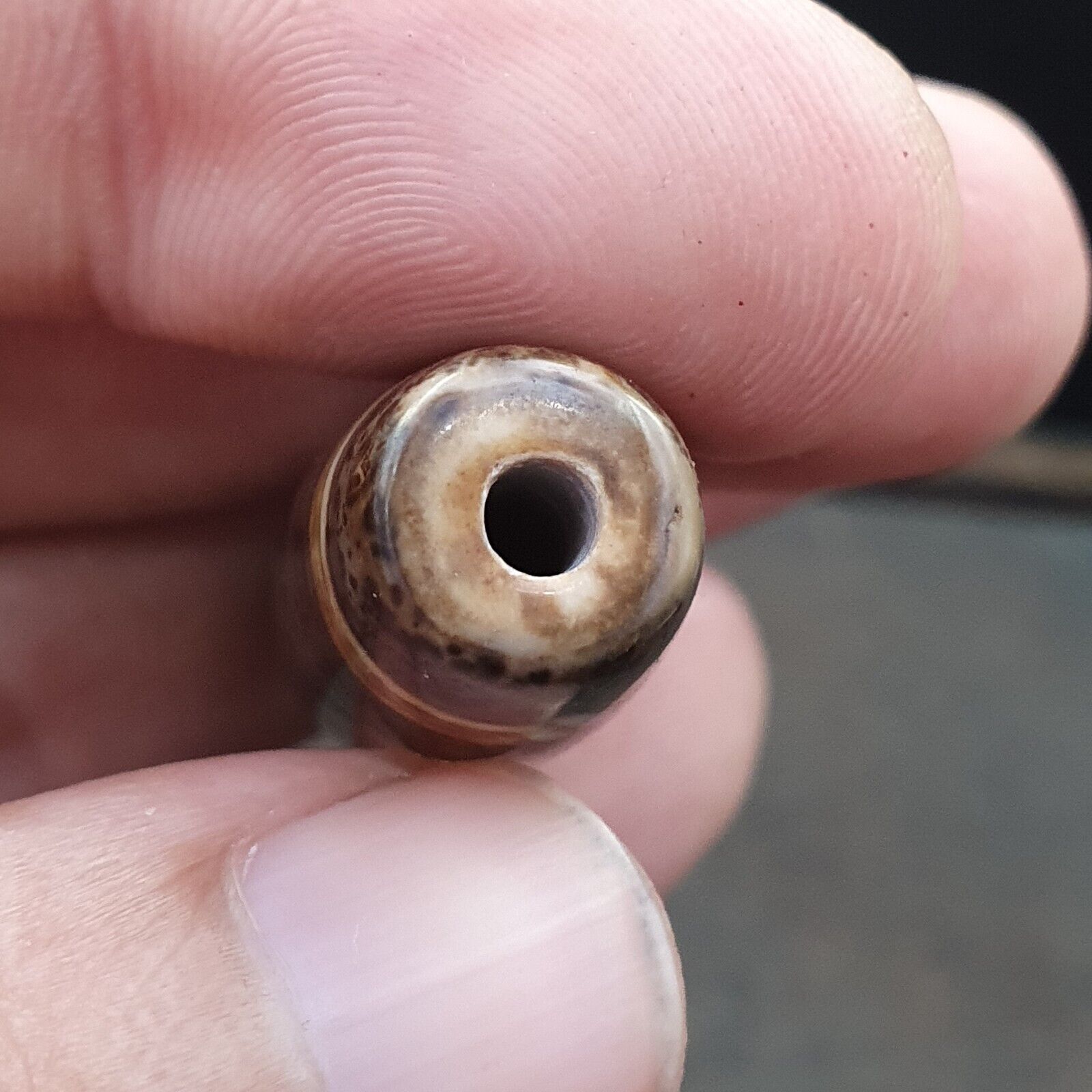Vintage Old Tibetan 2 Eyes Agate stone Dzi Bead Amulet S-6