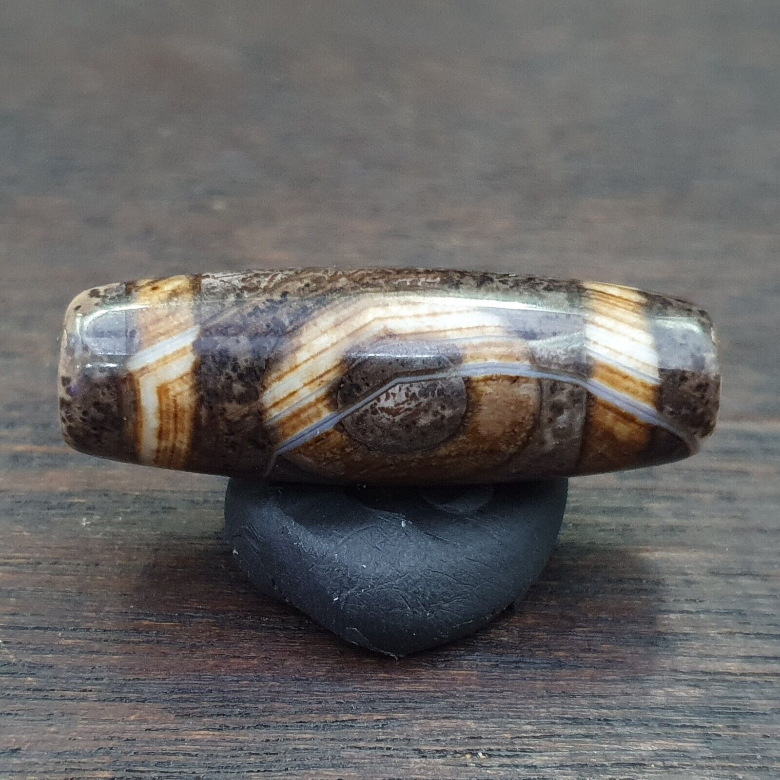 Vintage Old Tibetan 2 Eyes Agate stone Dzi Bead Amulet S-6