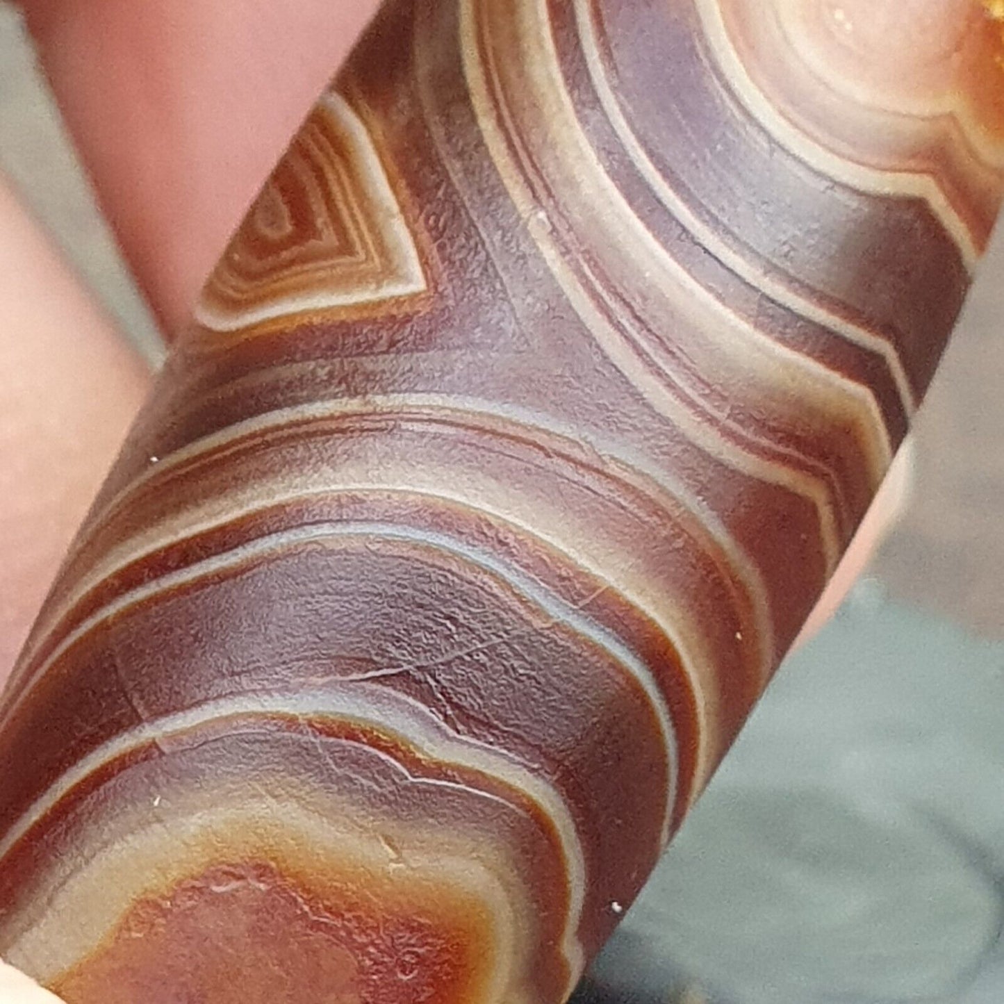 Antike kristallisierende persische Achat-Perle aus dem Nahen Osten, natürliche Achatperle AMD-2