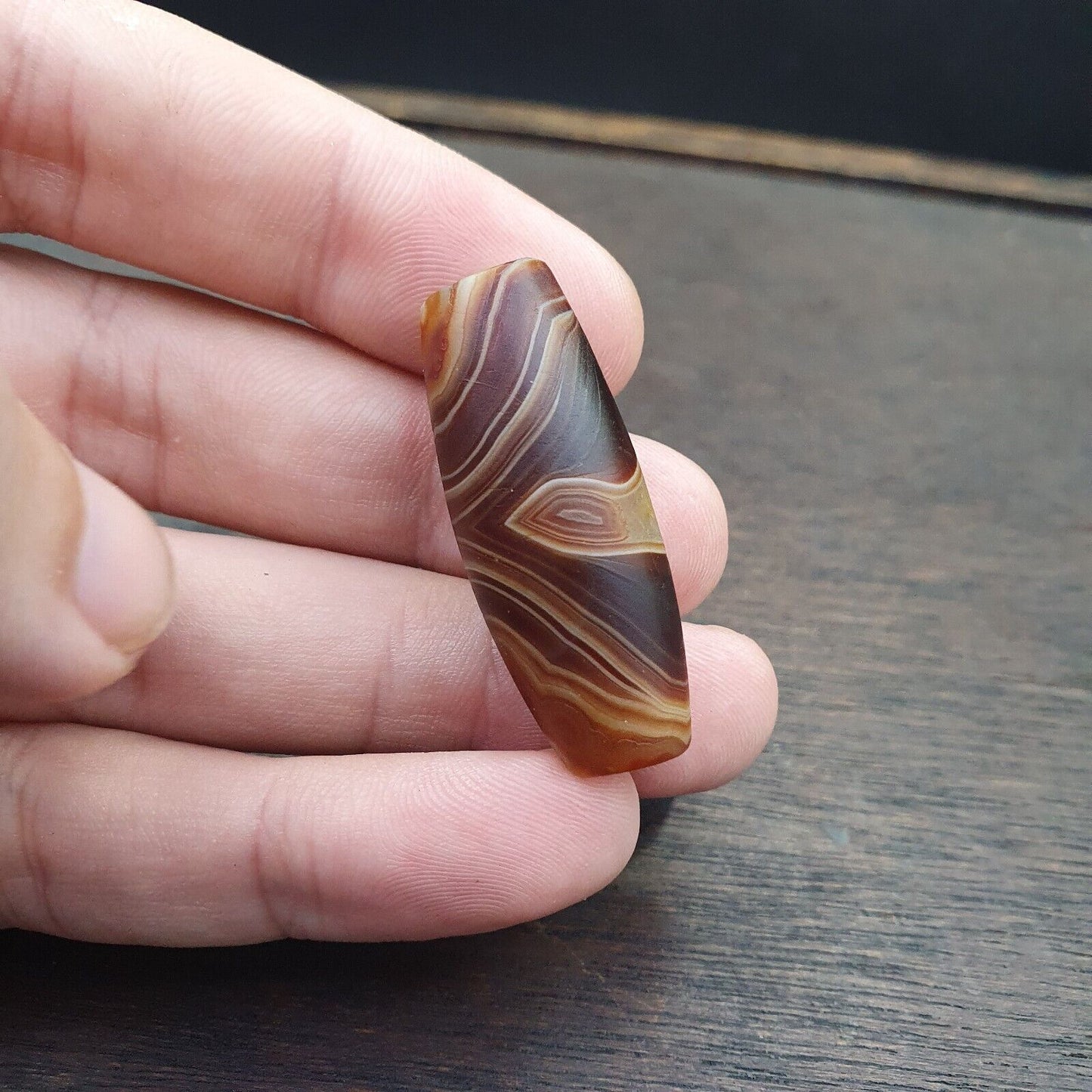 Antike kristallisierende persische Achat-Perle aus dem Nahen Osten, natürliche Achatperle AMD-2