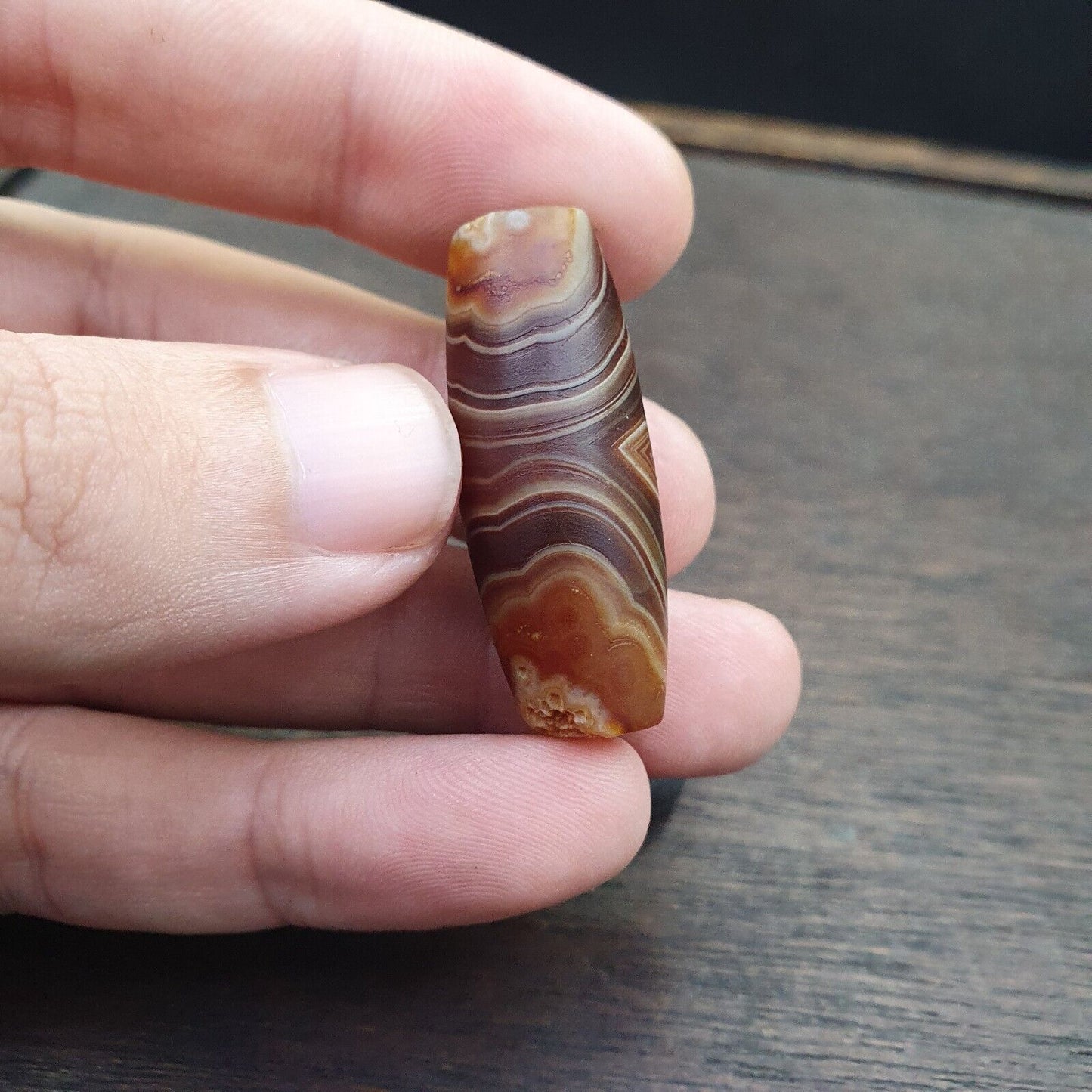 Antike kristallisierende persische Achat-Perle aus dem Nahen Osten, natürliche Achatperle AMD-2