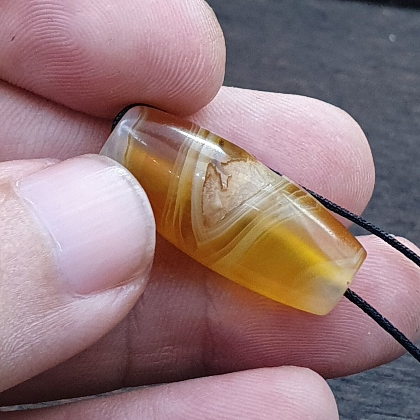 Antiker alter persischer Achat aus dem Nahen Osten, natürliche Augenachatperle AMD-9