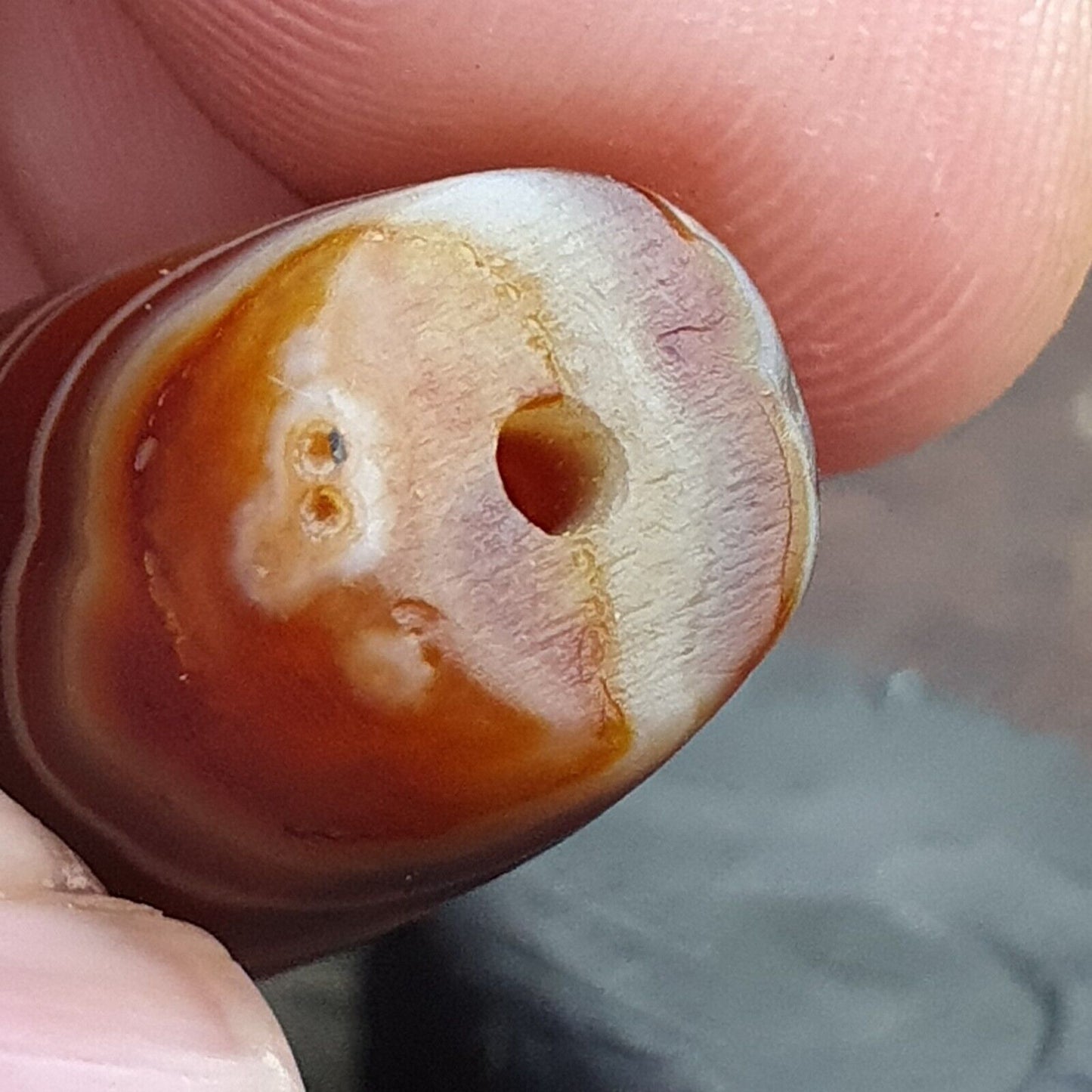 Antike kristallisierende persische Achat-Perle aus dem Nahen Osten, natürliche Achatperle AMD-2