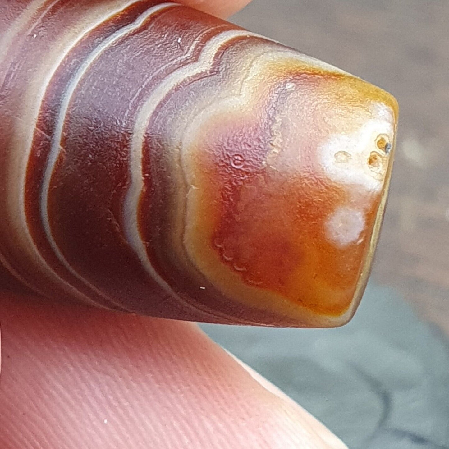 Antike kristallisierende persische Achat-Perle aus dem Nahen Osten, natürliche Achatperle AMD-2