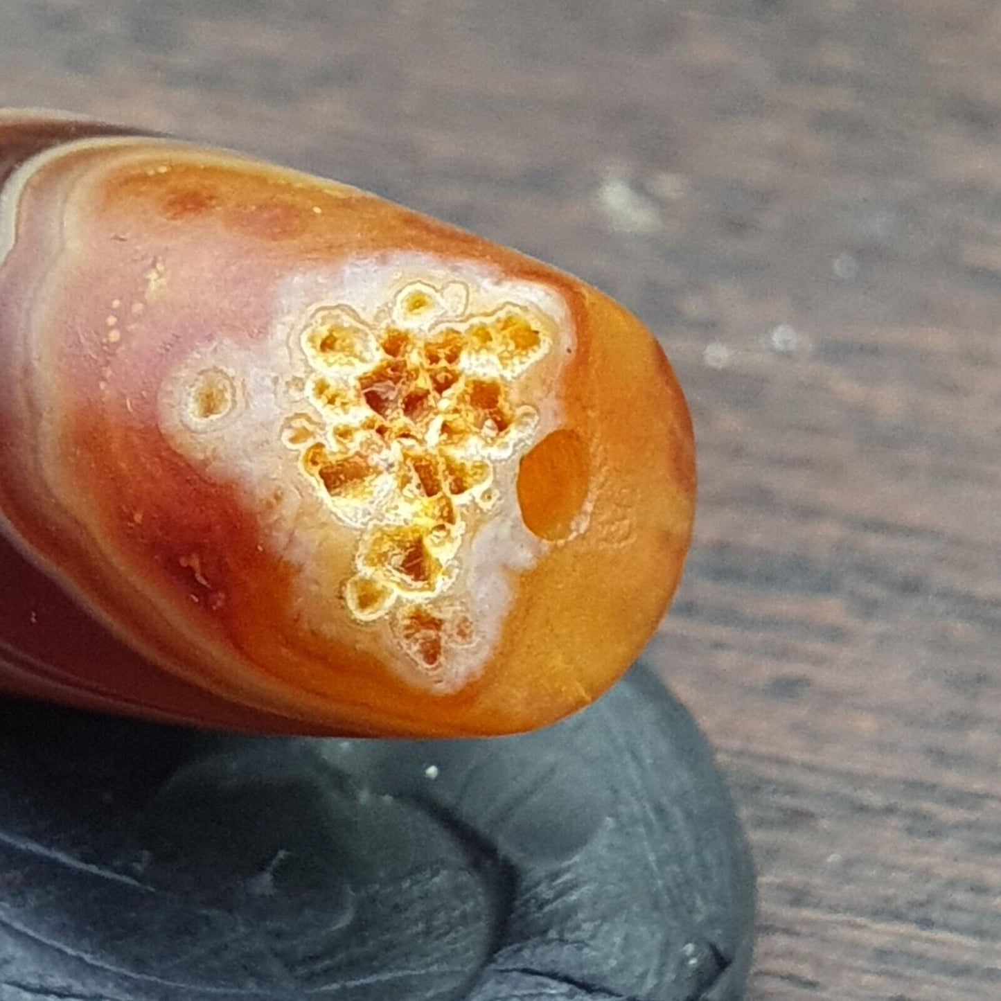Antike kristallisierende persische Achat-Perle aus dem Nahen Osten, natürliche Achatperle AMD-2