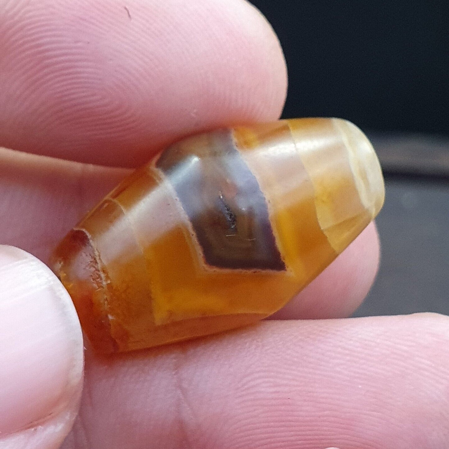 Antiker persischer Achat aus dem Nahen Osten, natürliches Auge in Achatperle AMD-1