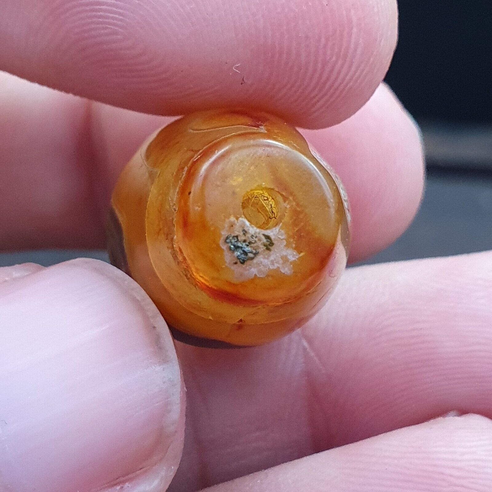 Antique  Middle Eastern Persian Agate Natural Eye In Agate Bead AMD-1