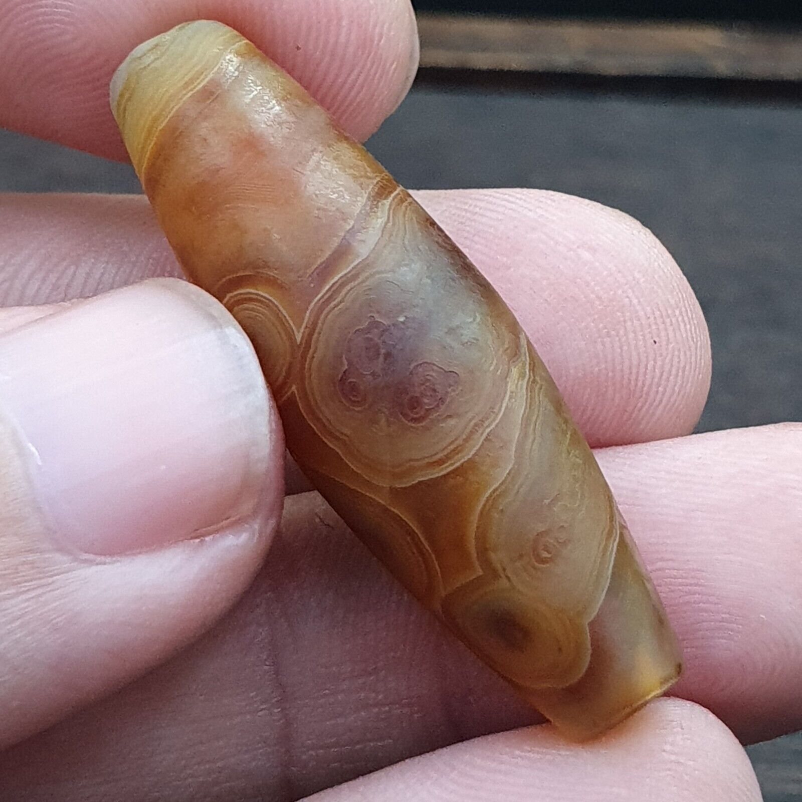 Antique Middle Eastern Persian Agate Natural  Eye In Agate Bead AMD-4