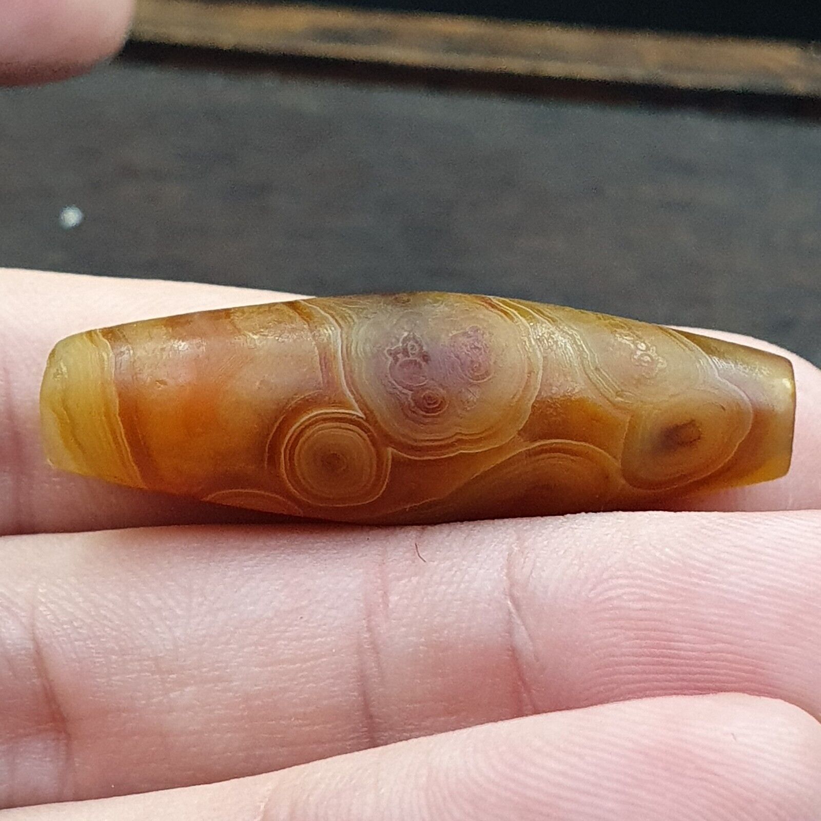 Antique Middle Eastern Persian Agate Natural  Eye In Agate Bead AMD-4