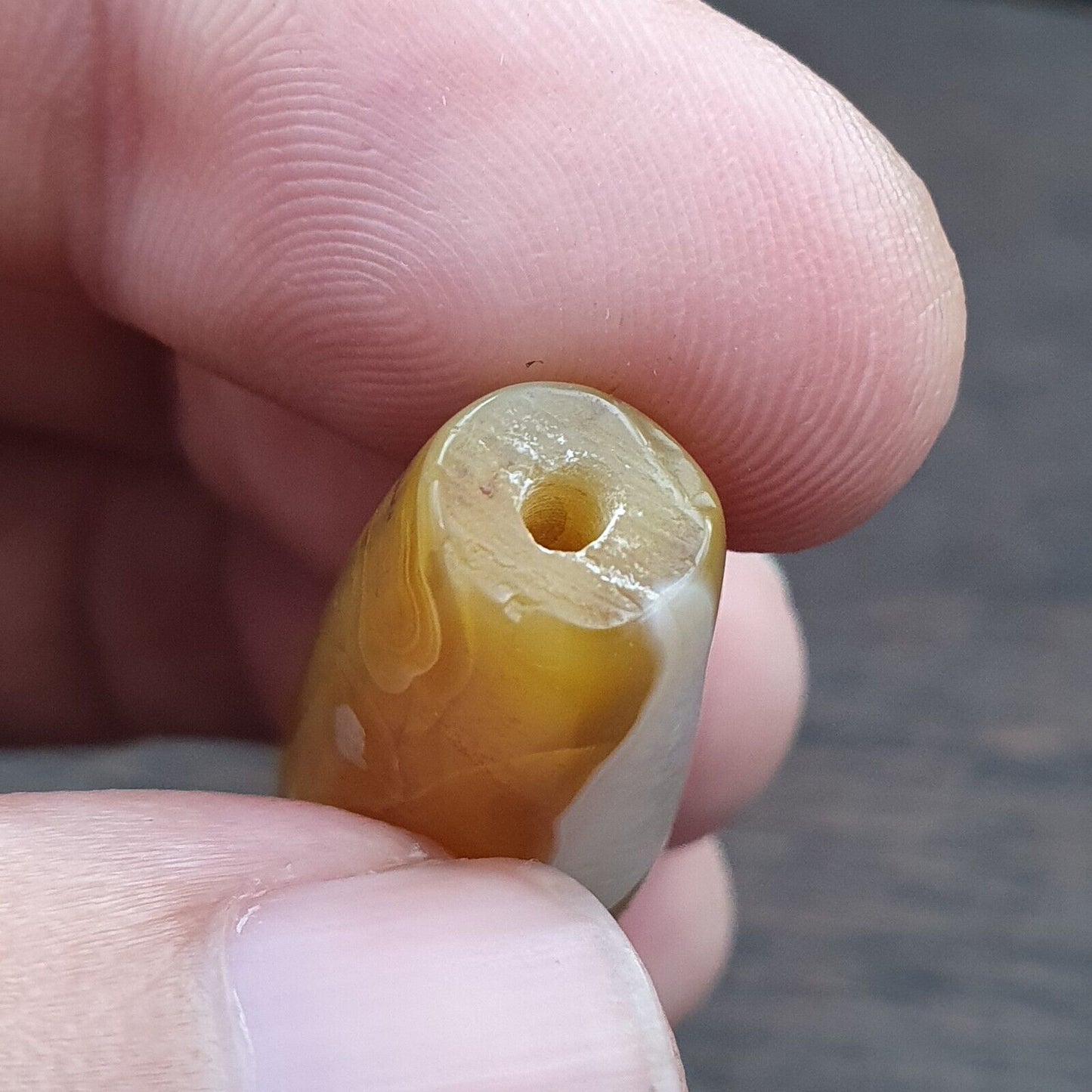 Antike kristallisierende persische Achat-Perle aus dem Nahen Osten, natürliche Achatperle AMD-3
