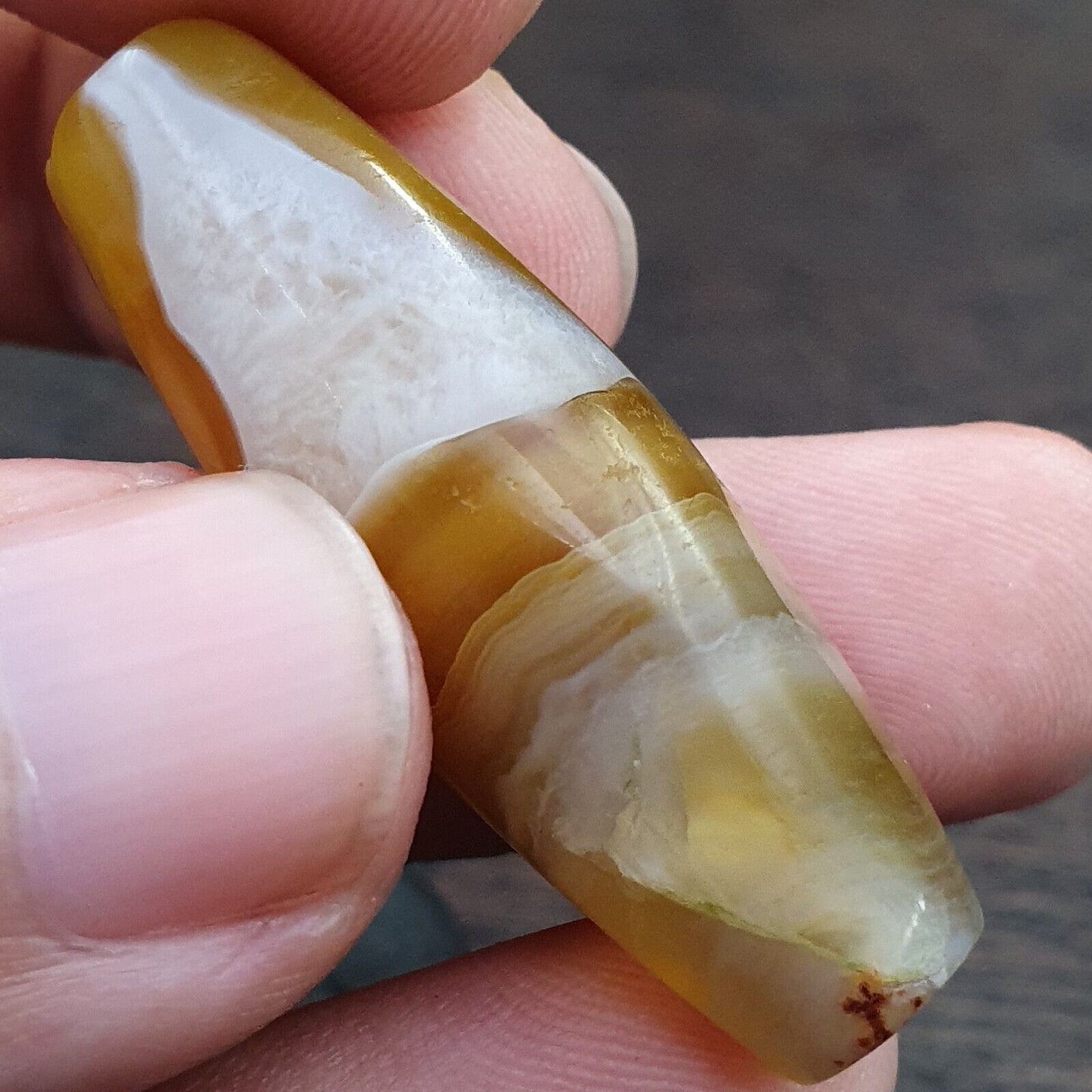 Antike kristallisierende persische Achat-Perle aus dem Nahen Osten, natürliche Achatperle AMD-3