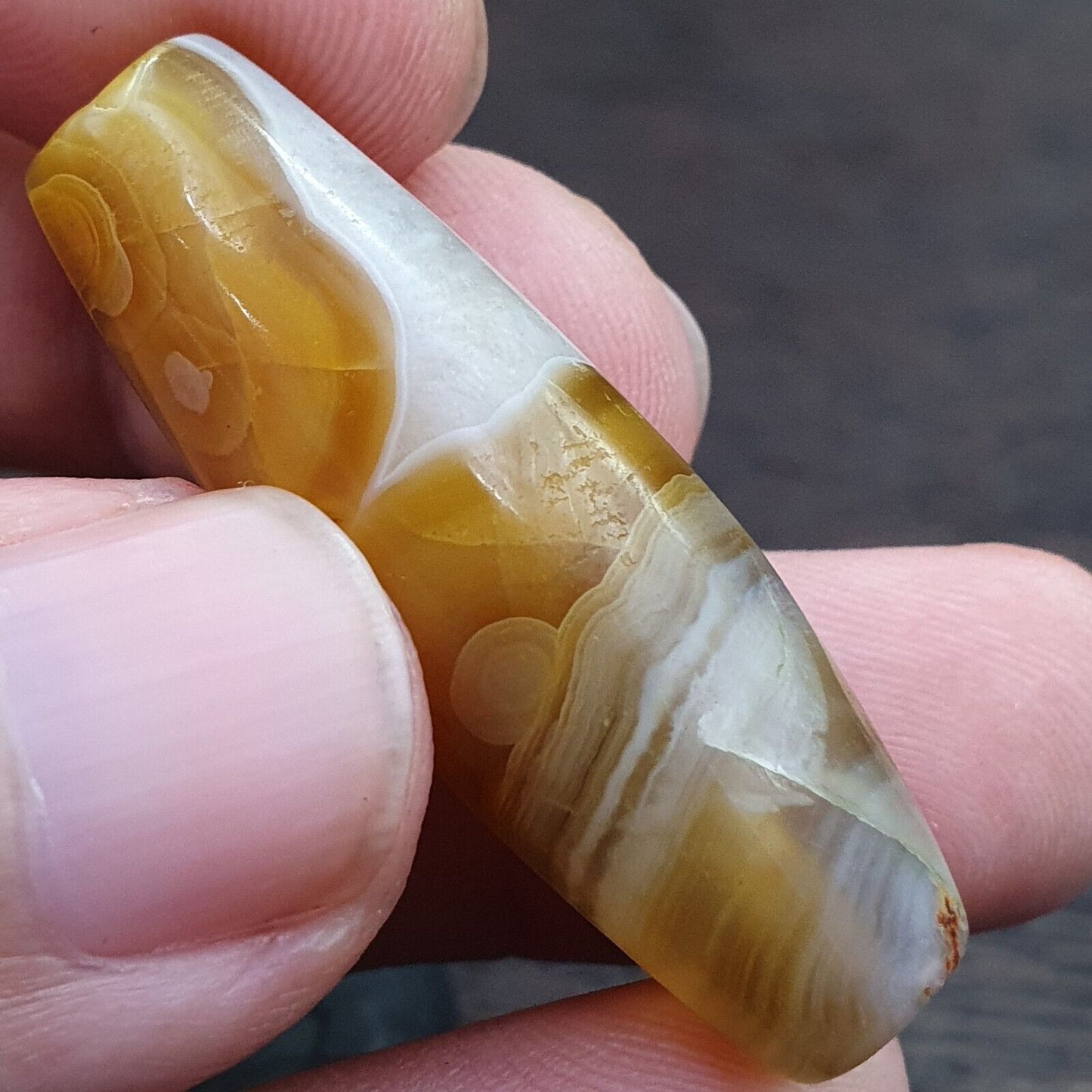 Antike kristallisierende persische Achat-Perle aus dem Nahen Osten, natürliche Achatperle AMD-3