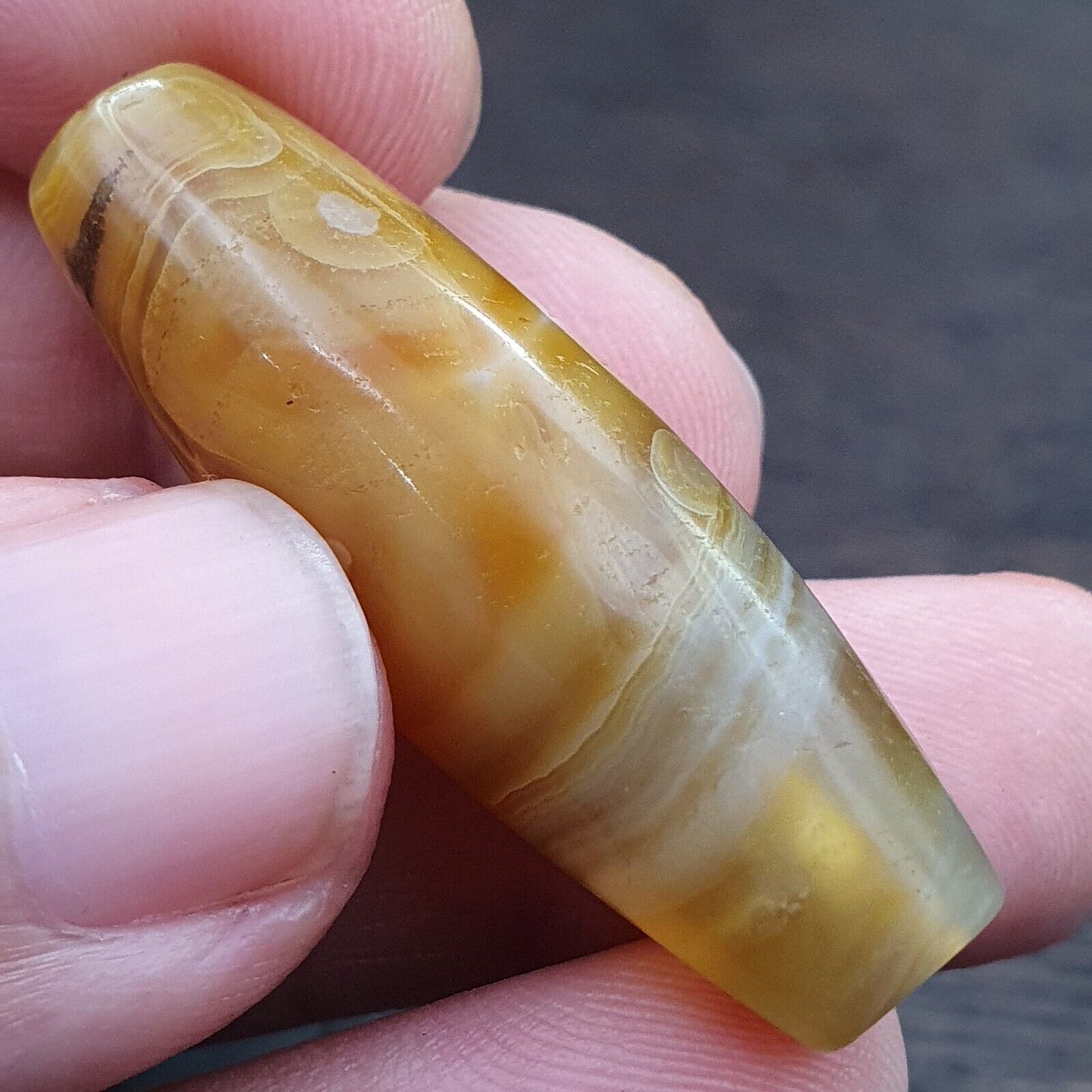 Antike kristallisierende persische Achat-Perle aus dem Nahen Osten, natürliche Achatperle AMD-3