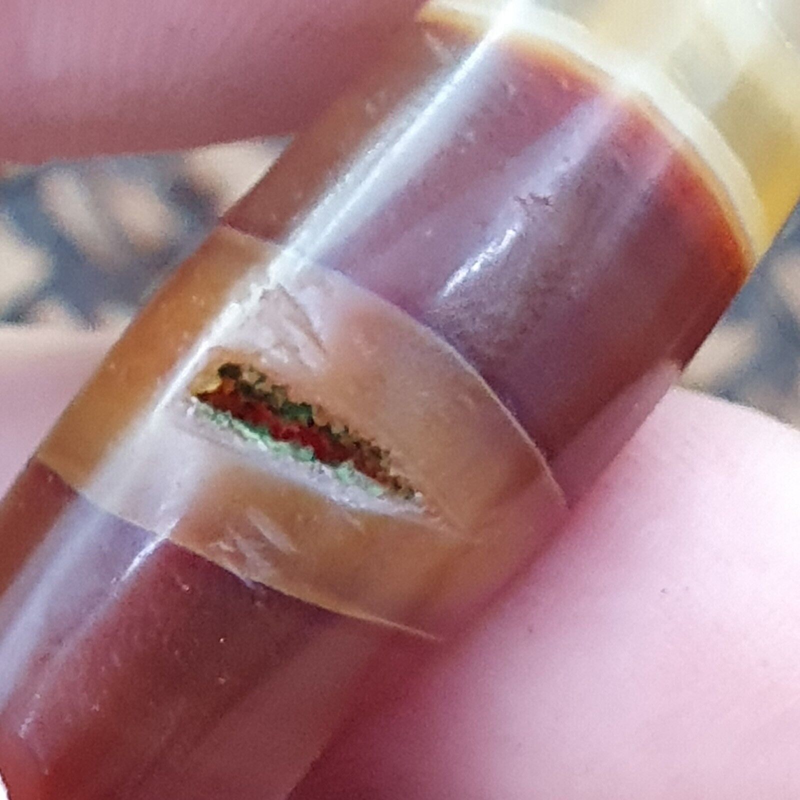 Antique Middle Eastern Persian Agate Natural Druzy Eye In Agate Bead AMD-6