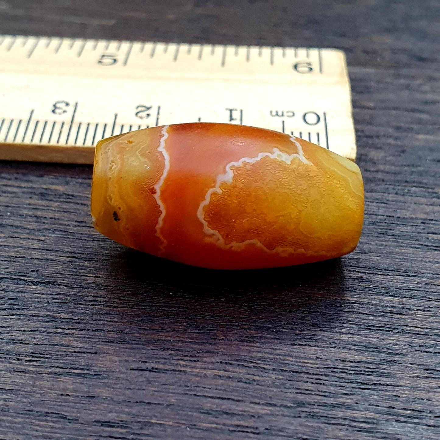 Antike alte persische Achatperle mit natürlichem Muster aus dem Nahen Osten AMD-7