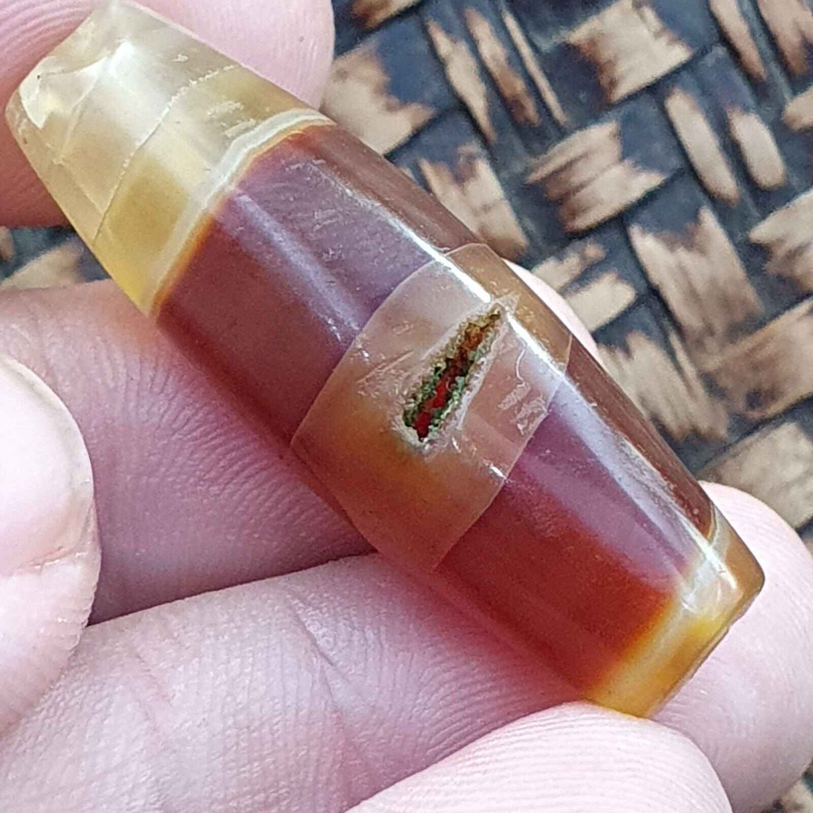 Antique Middle Eastern Persian Agate Natural Druzy Eye In Agate Bead AMD-6