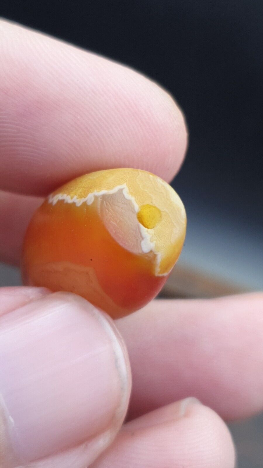 Antike alte persische Achatperle mit natürlichem Muster aus dem Nahen Osten AMD-7
