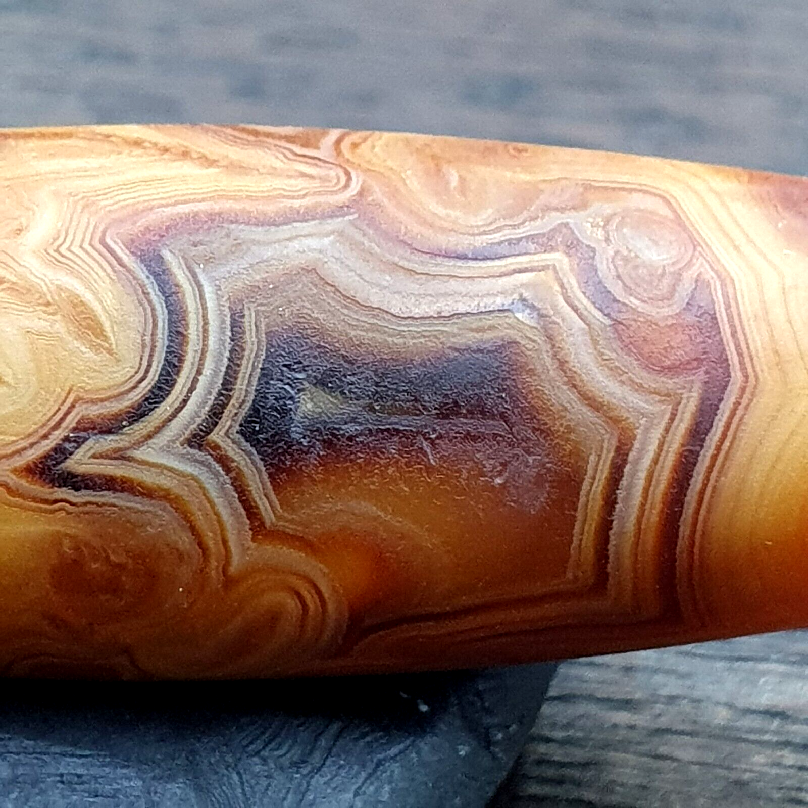 Antique Middle Eastern Persian Agate Natural Druzy Eye In Agate Bead AMD-5