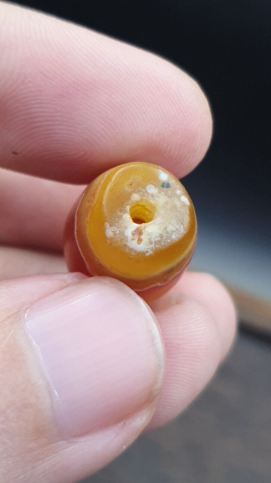 Antike alte persische Achatperle mit natürlichem Muster aus dem Nahen Osten AMD-7