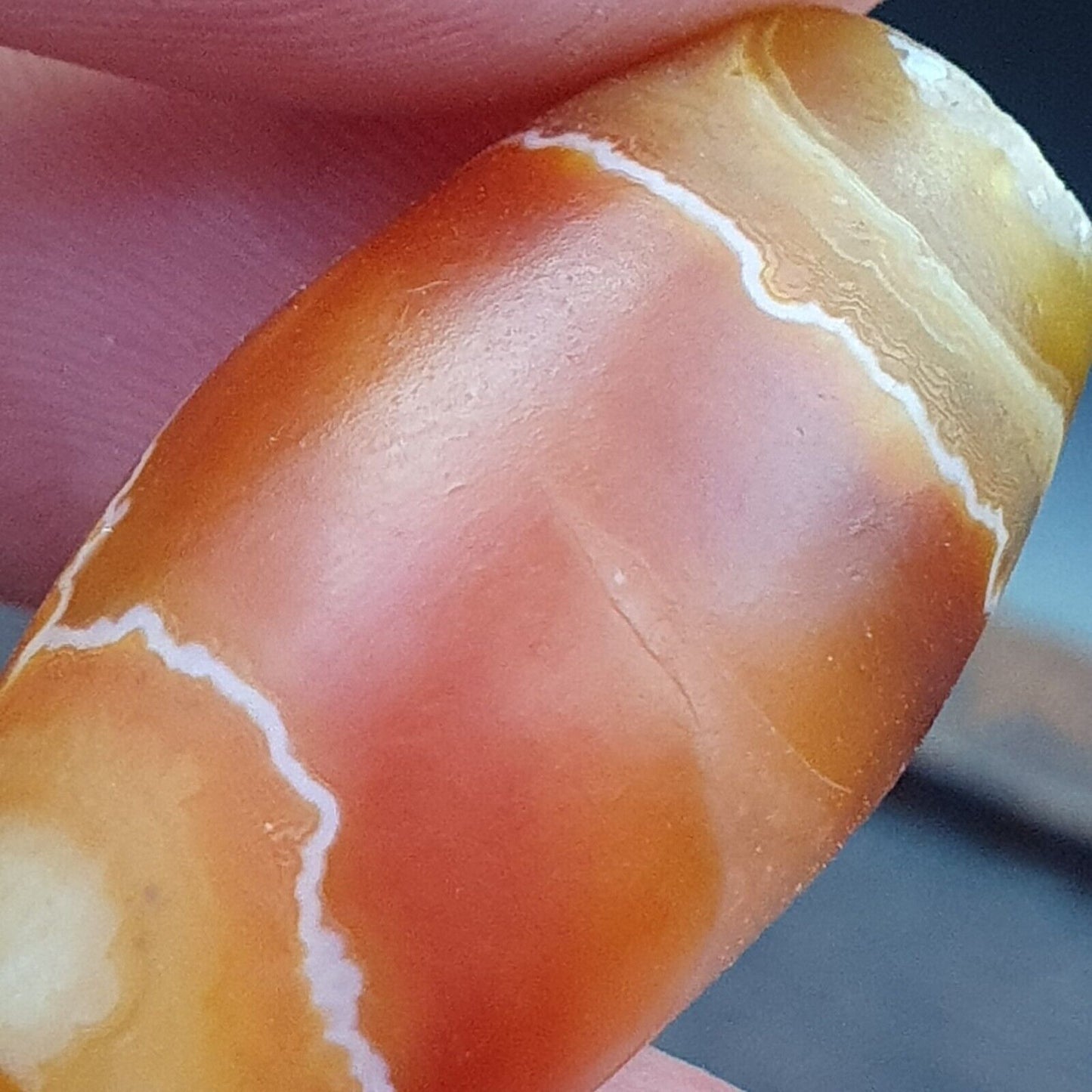 Antike alte persische Achatperle mit natürlichem Muster aus dem Nahen Osten AMD-7