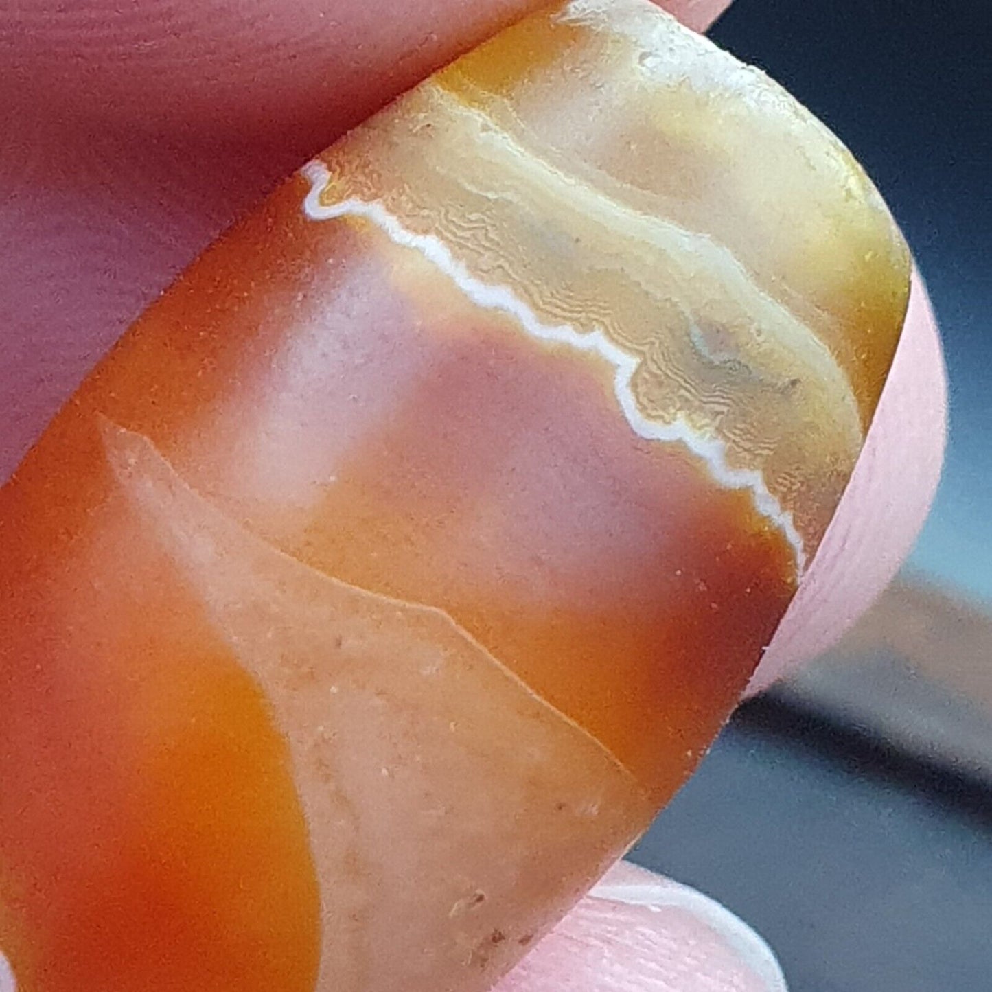 Antike alte persische Achatperle mit natürlichem Muster aus dem Nahen Osten AMD-7