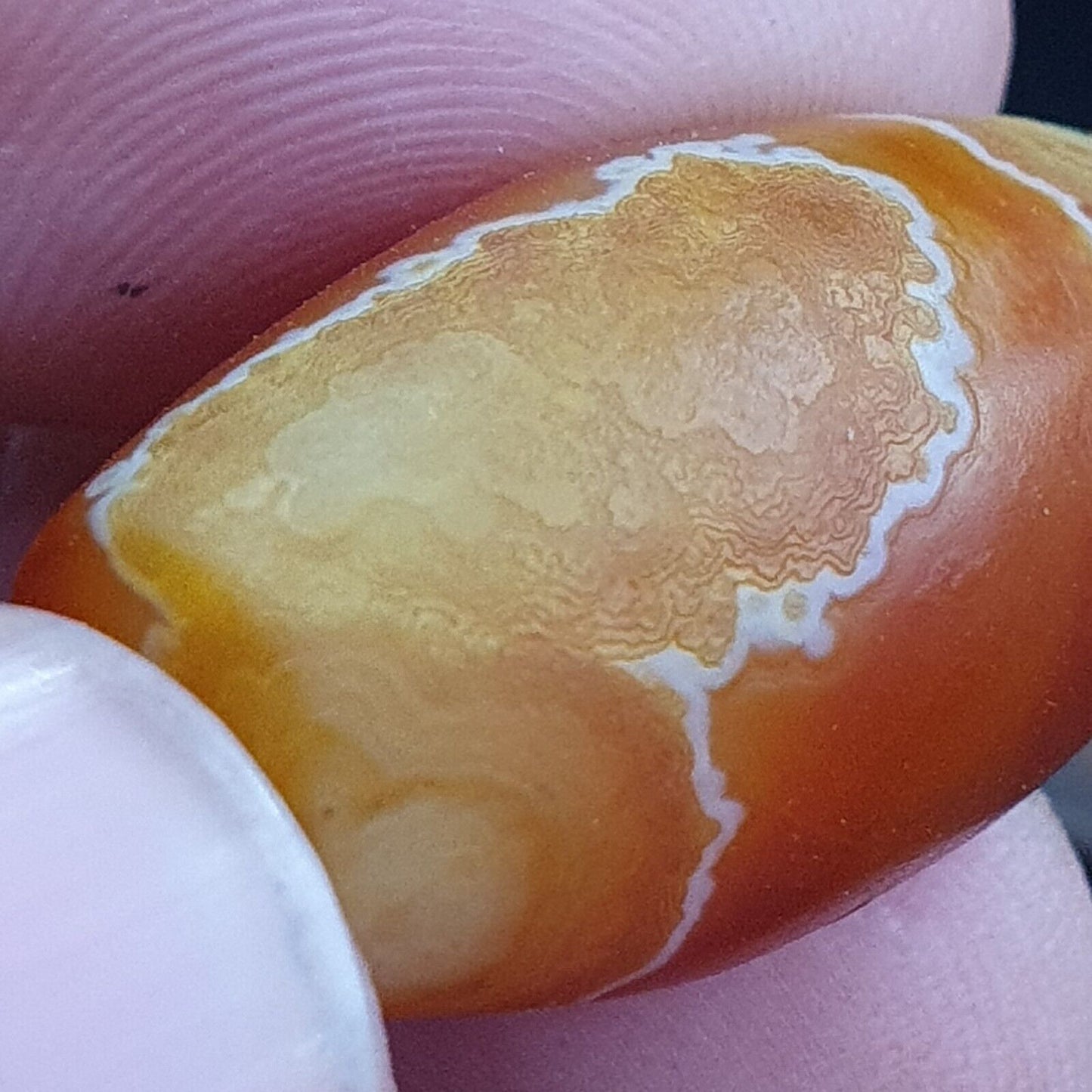 Antike alte persische Achatperle mit natürlichem Muster aus dem Nahen Osten AMD-7