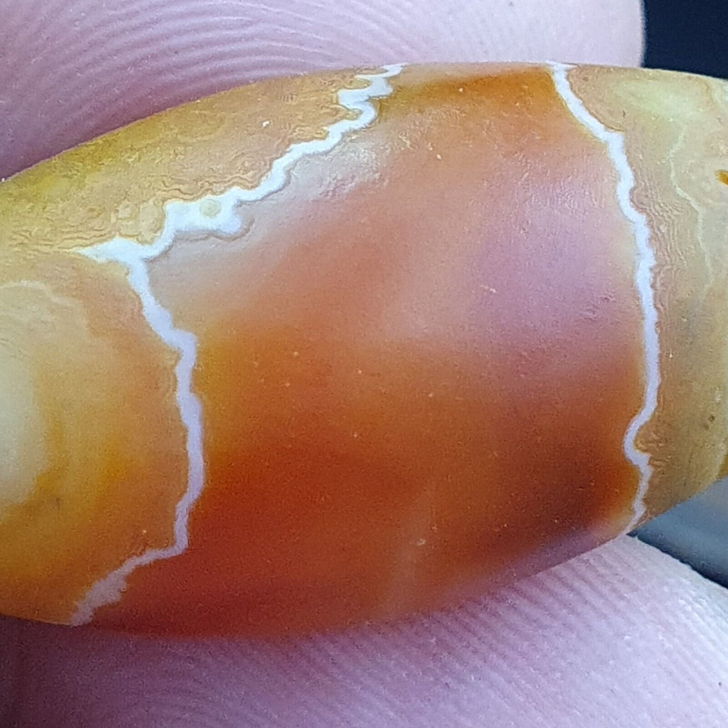 Antike alte persische Achatperle mit natürlichem Muster aus dem Nahen Osten AMD-7