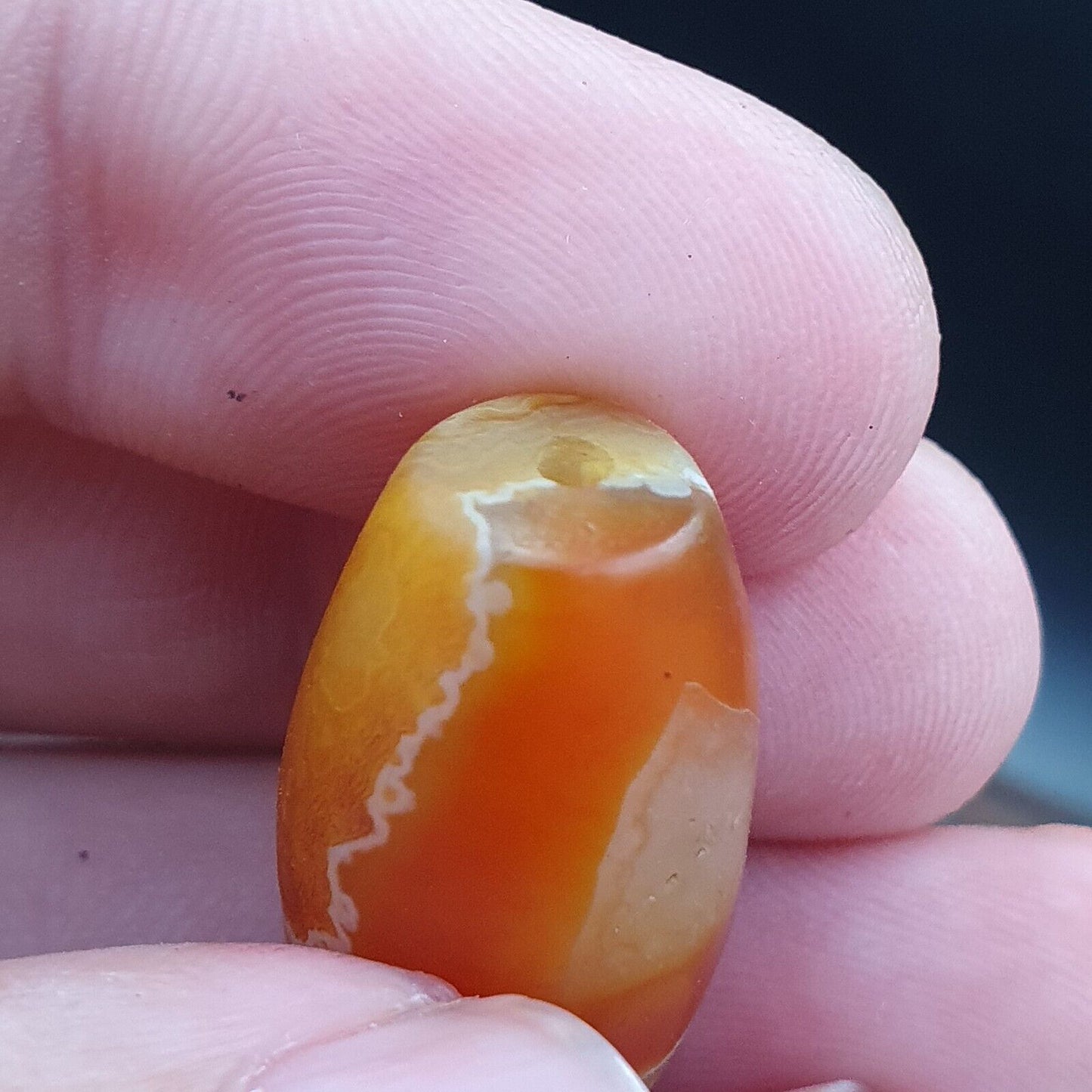 Antike alte persische Achatperle mit natürlichem Muster aus dem Nahen Osten AMD-7