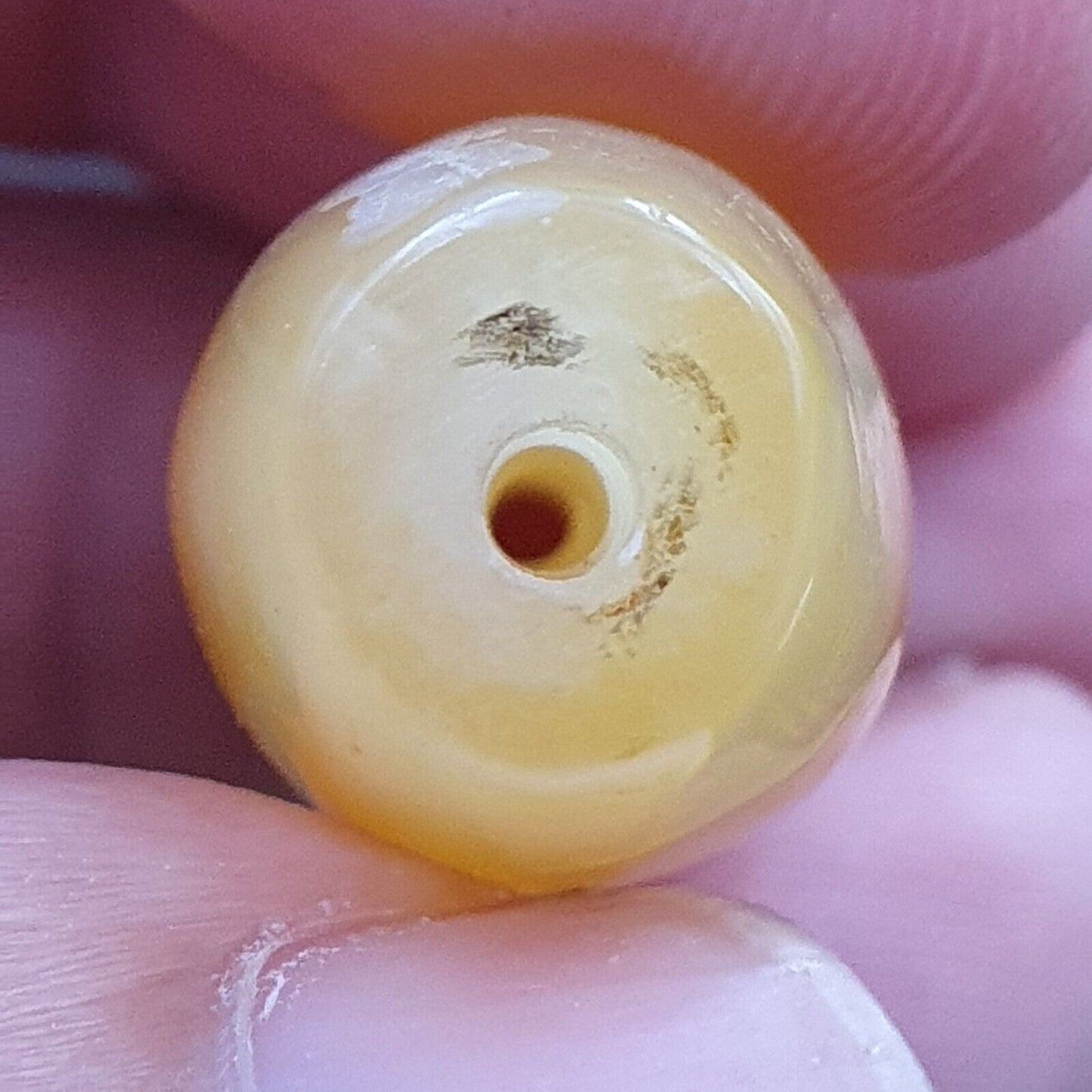 Antiker alter jemenitischer Achat aus dem Nahen Osten, gelbe Achatperle AMD-11