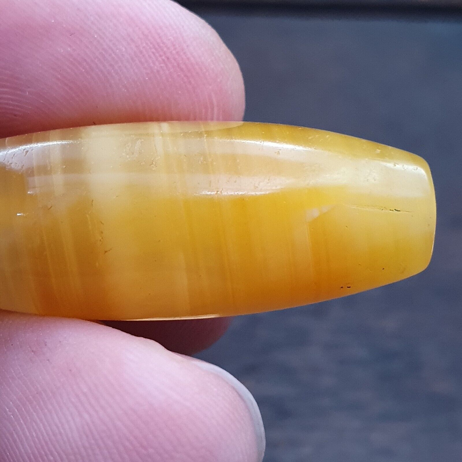 Antique Old Middle Eastern Yemeni Agate Yellow Agate Bead AMD-11