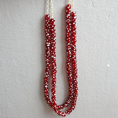 Vintage Red Skunk white Dotted Eyes Glass Beads Strand Necklace