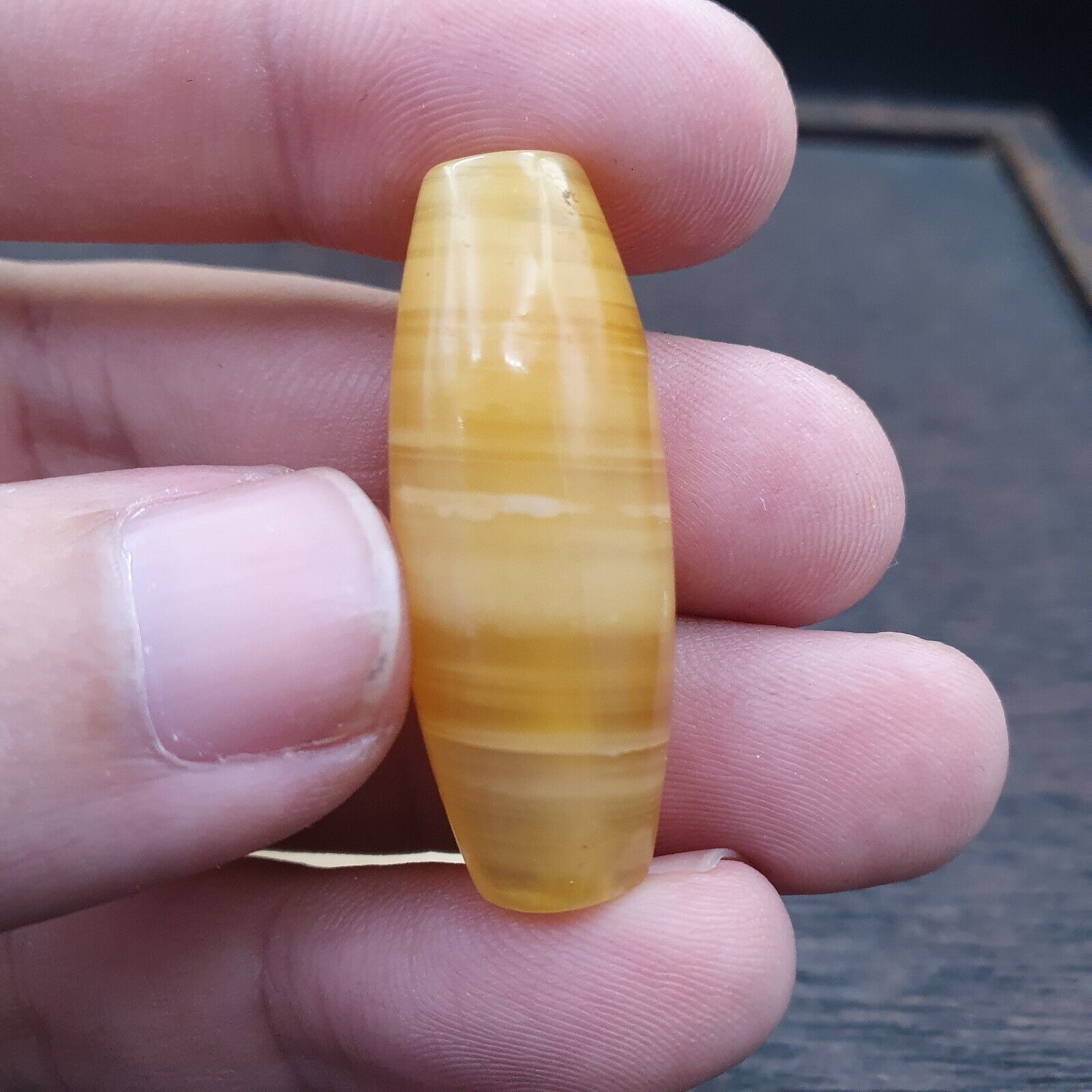 Antique Old Middle Eastern Yemeni Agate Yellow Agate Bead AMD-11