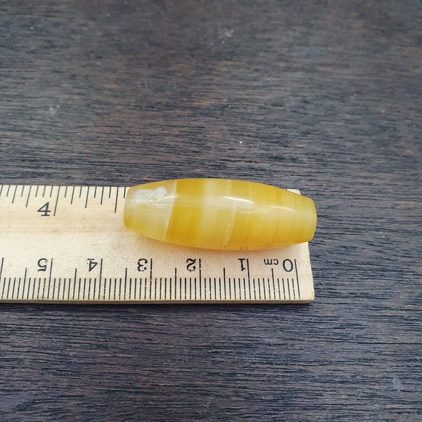 Antiker alter jemenitischer Achat aus dem Nahen Osten, gelbe Achatperle AMD-11