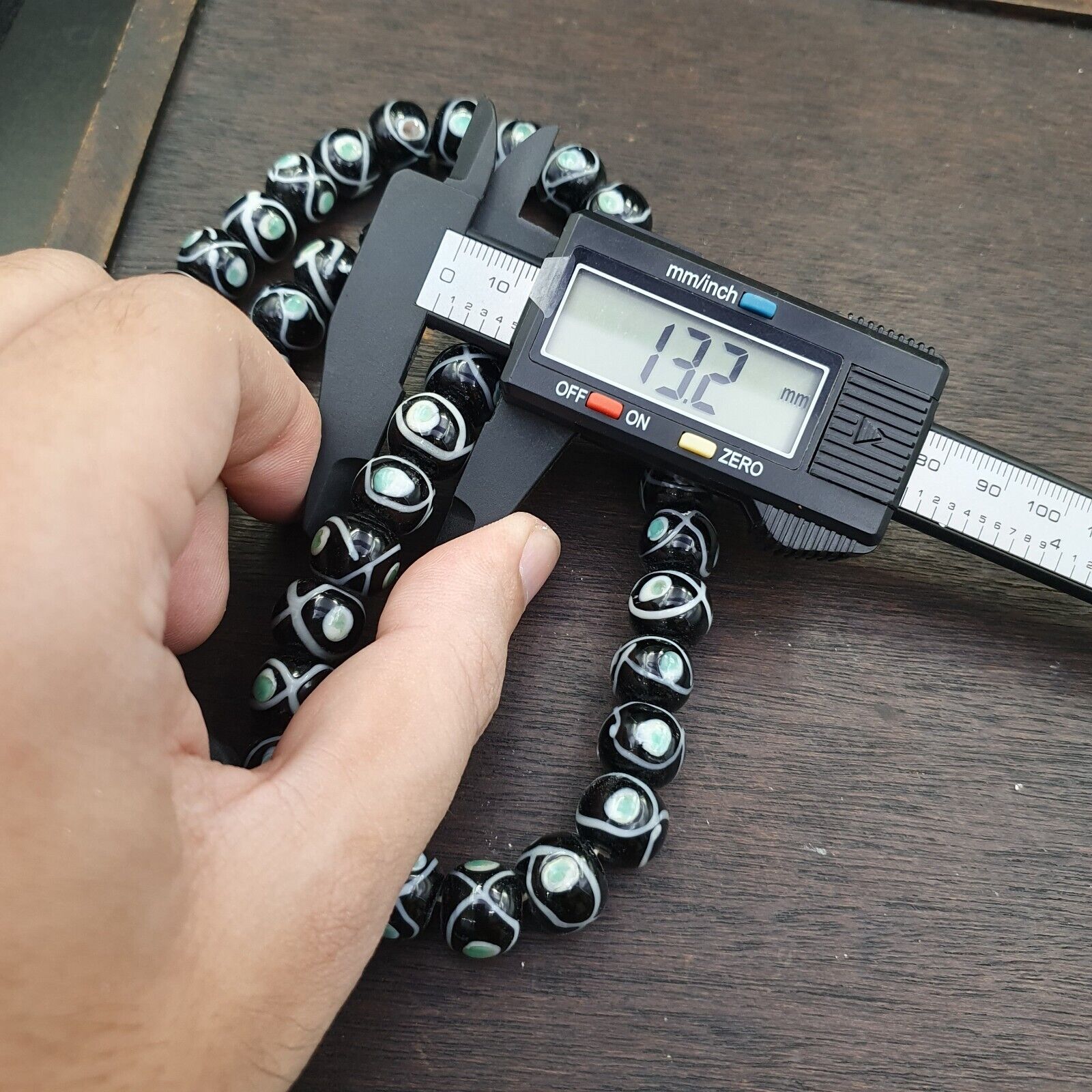 Vintage Venerano Art Eye pattern Beads 12-13MM GLASS BEADS Necklace