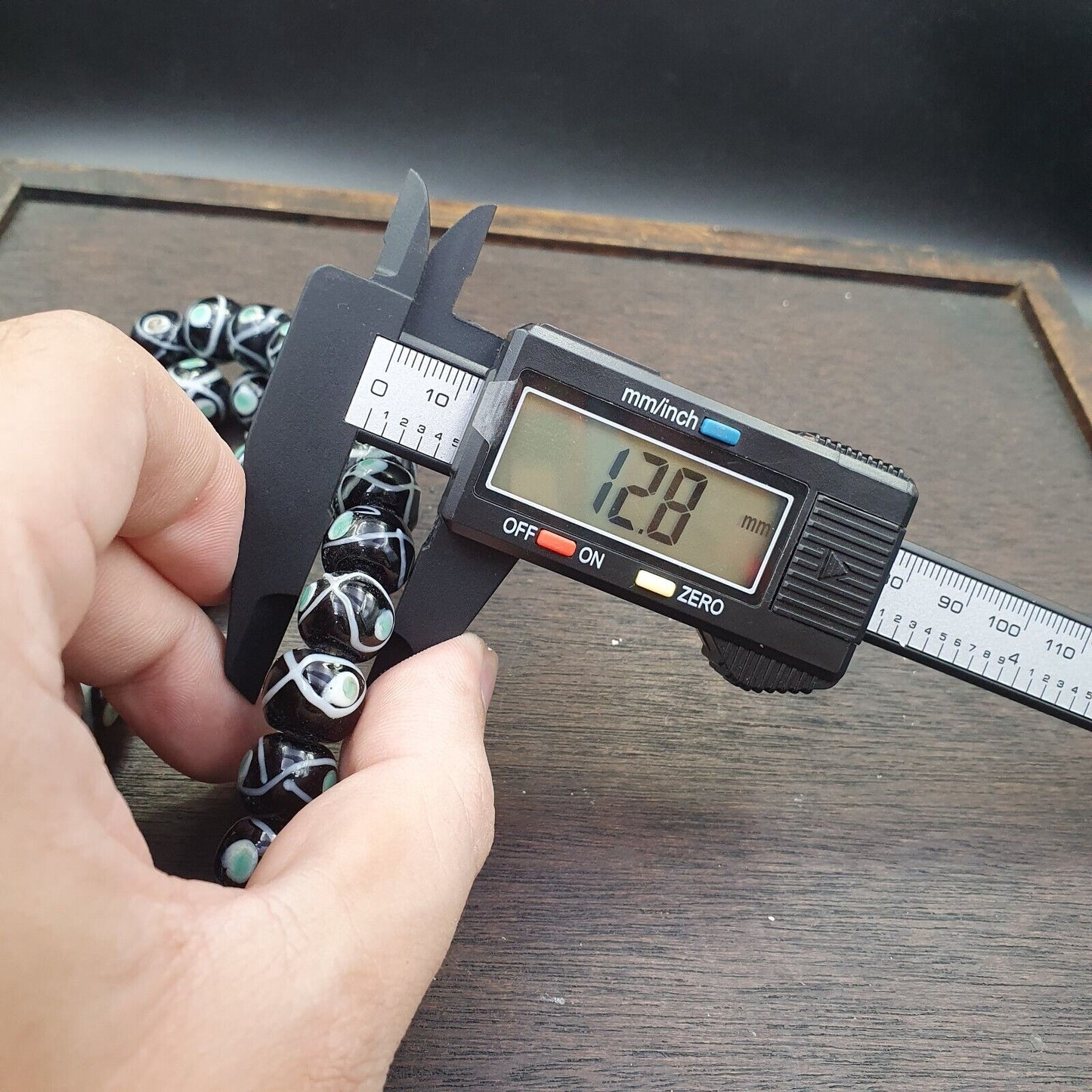 復古 Venerano 藝術眼睛圖案珠子 12-13 毫米玻璃珠項鍊