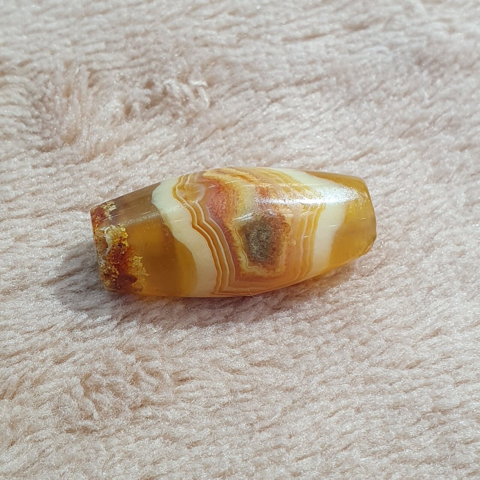 Antique Old Yemeni Eye Agate Middle Eastern Yellow Agate Bead AMD-14