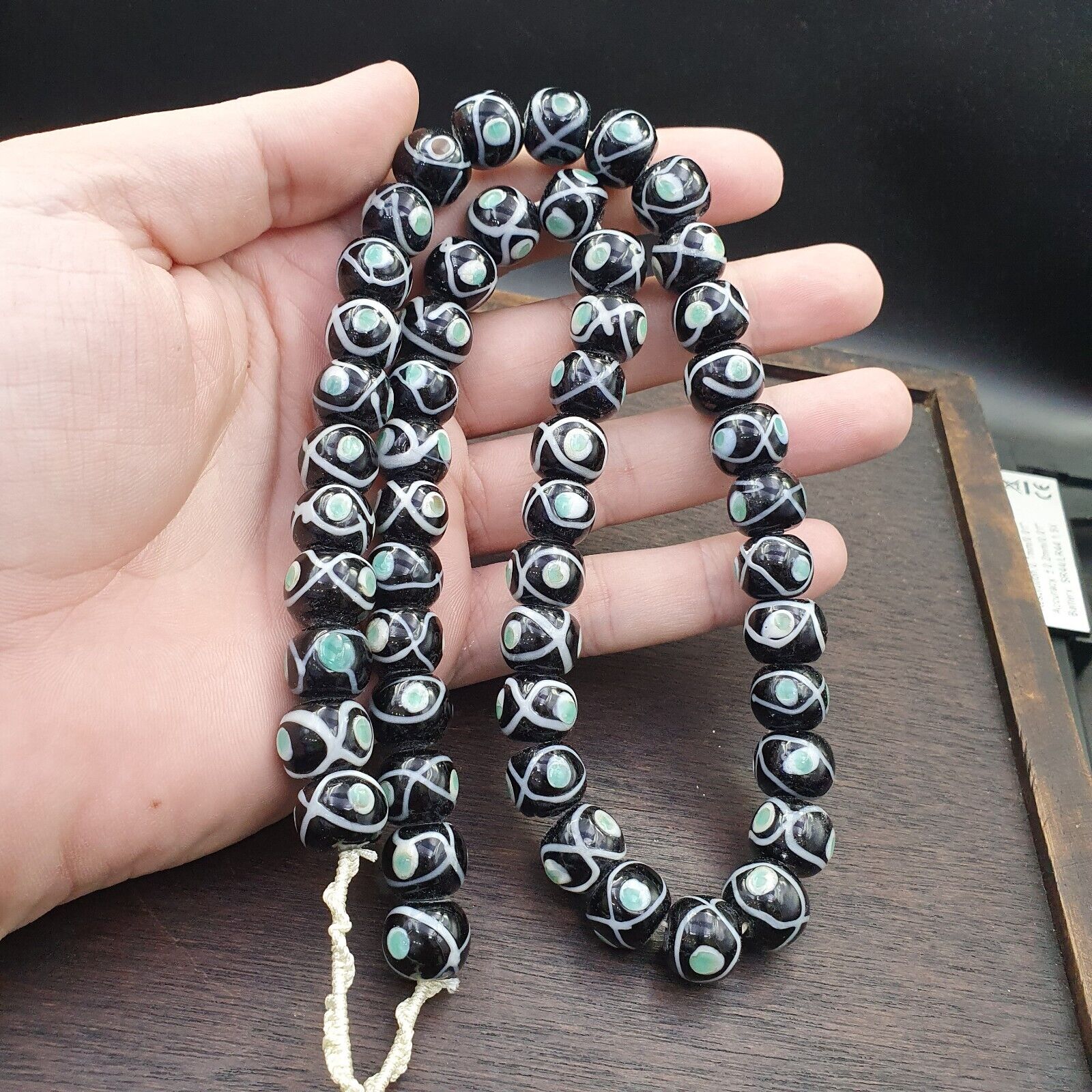 Vintage Venerano Art Eye pattern Beads 12-13MM GLASS BEADS Necklace