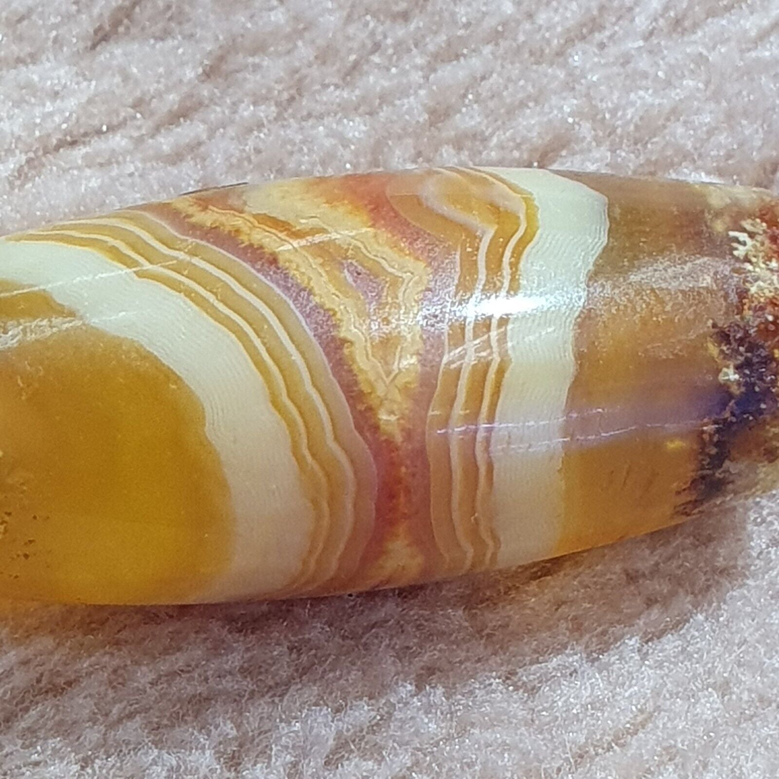 Antique Old Yemeni Eye Agate Middle Eastern Yellow Agate Bead AMD-14