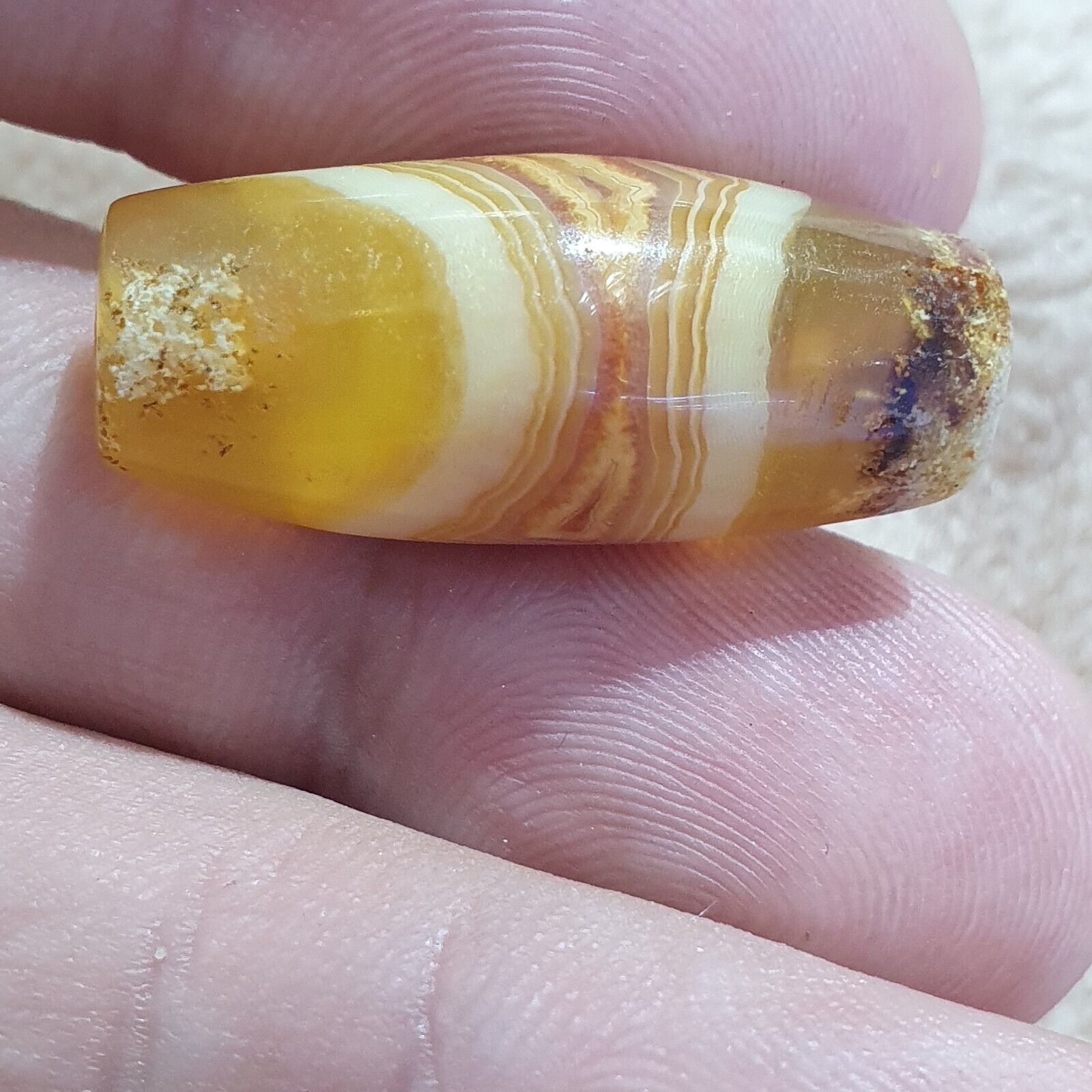 Antique Old Yemeni Eye Agate Middle Eastern Yellow Agate Bead AMD-14