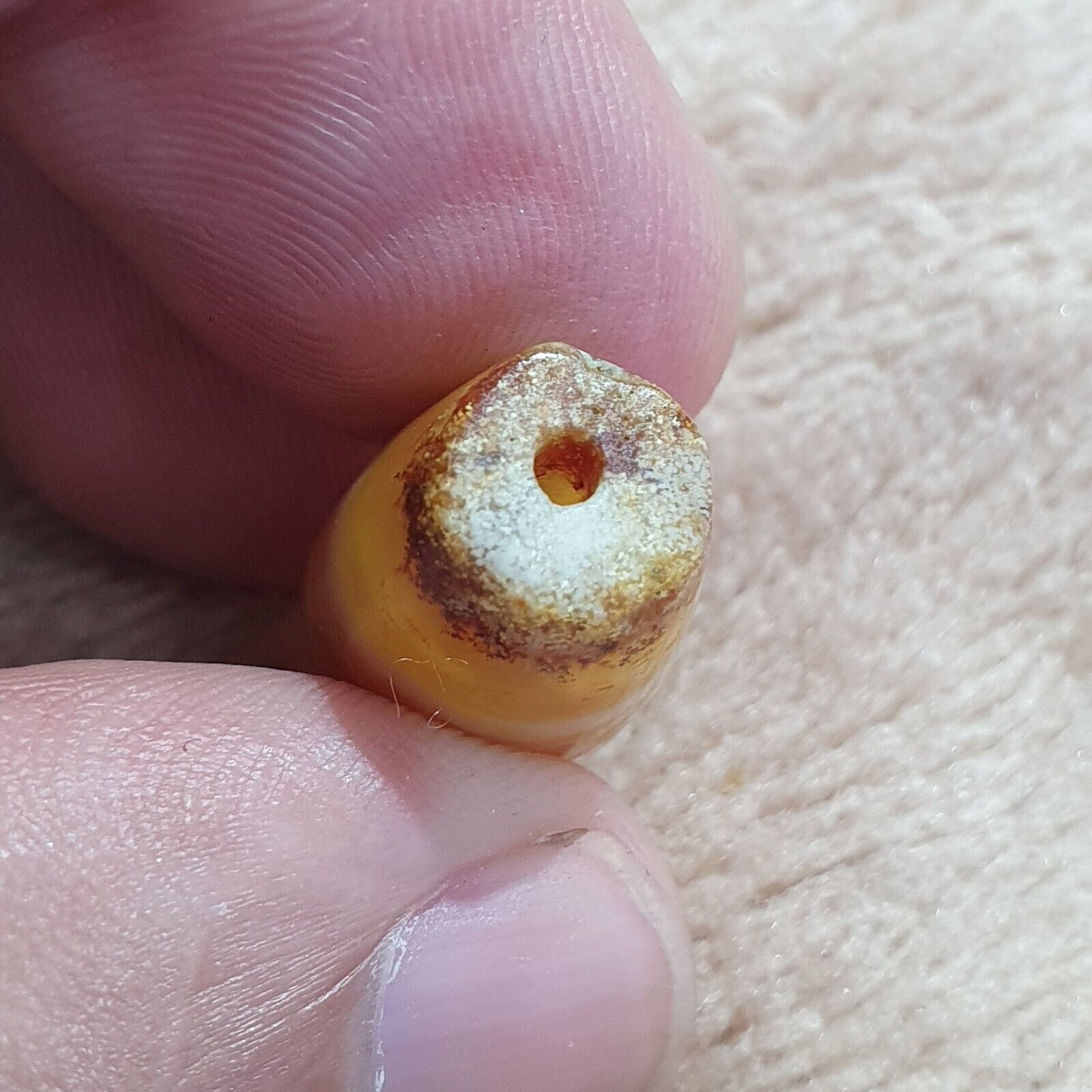 Antique Old Yemeni Eye Agate Middle Eastern Yellow Agate Bead AMD-14