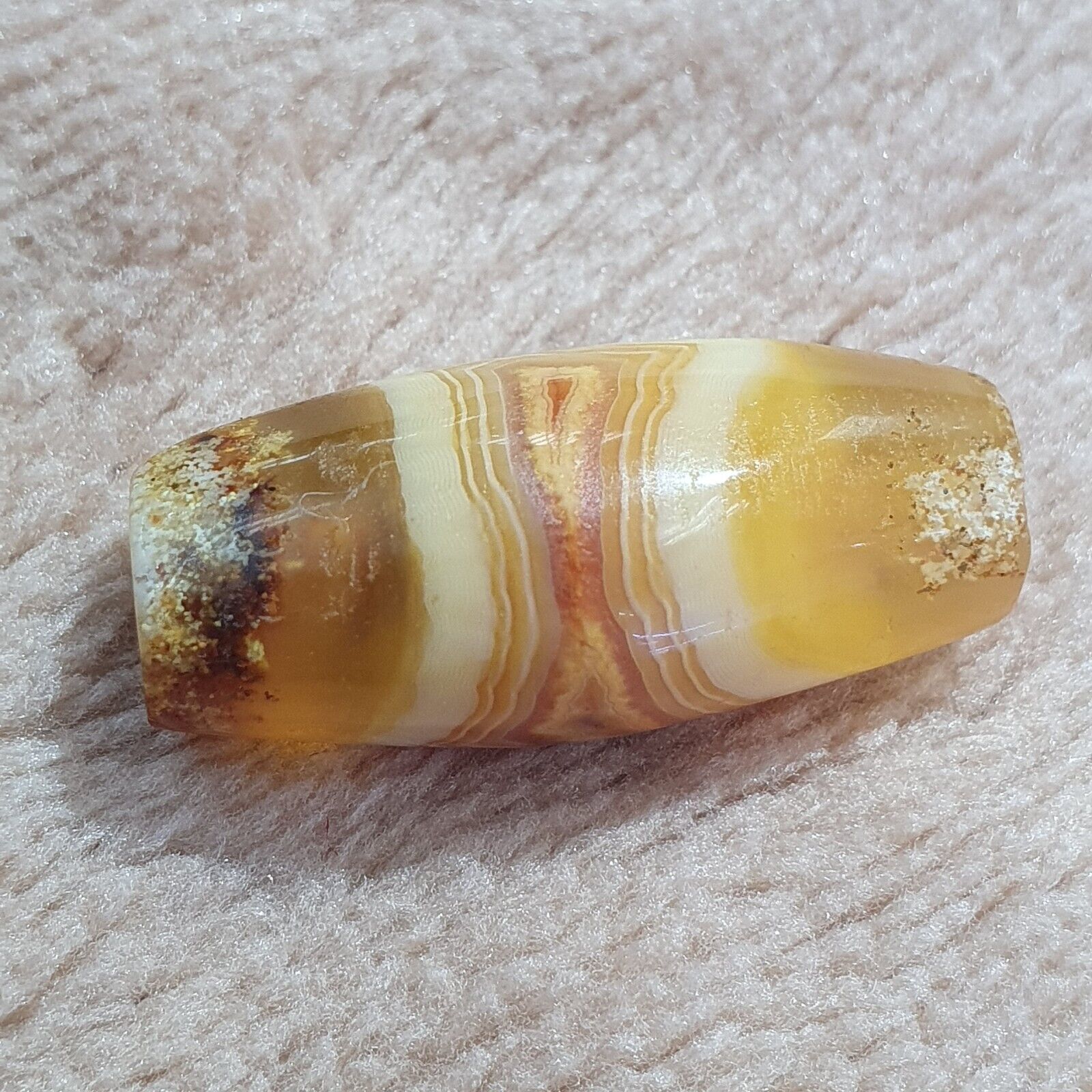 Antique Old Yemeni Eye Agate Middle Eastern Yellow Agate Bead AMD-14