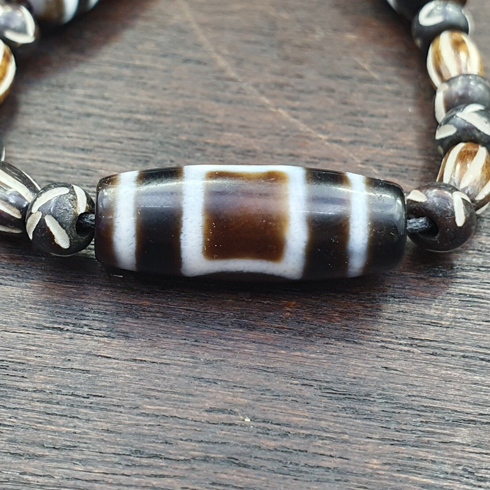 Vintage Antique Indo Tibetan Agate Beads Dzi Necklace