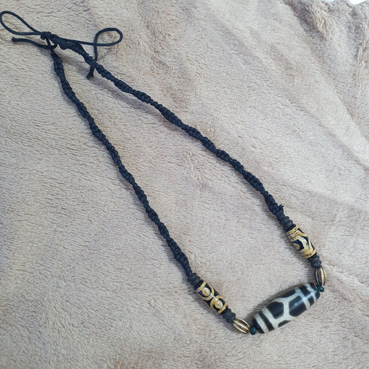 Vintage Antique Indo Tibetan Agate Beads Dzi Necklace
