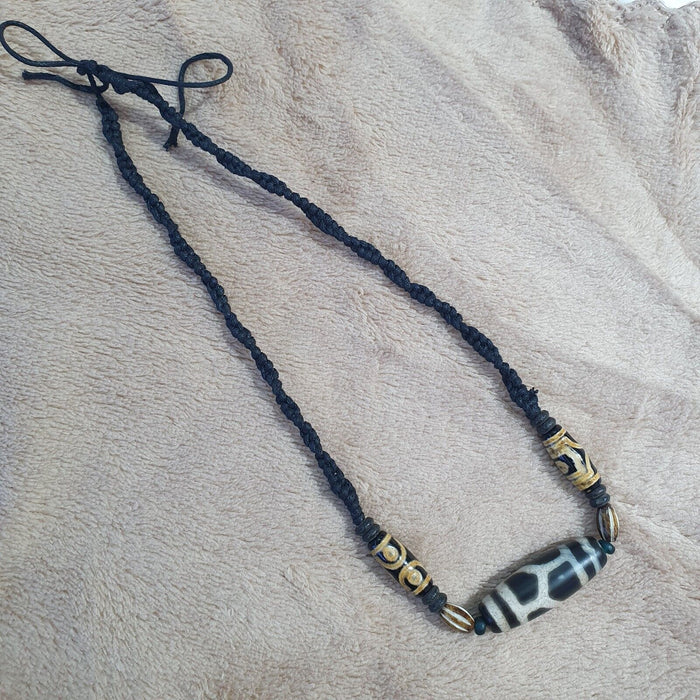 Vintage Antique Indo Tibetan Agate Beads Dzi Necklace