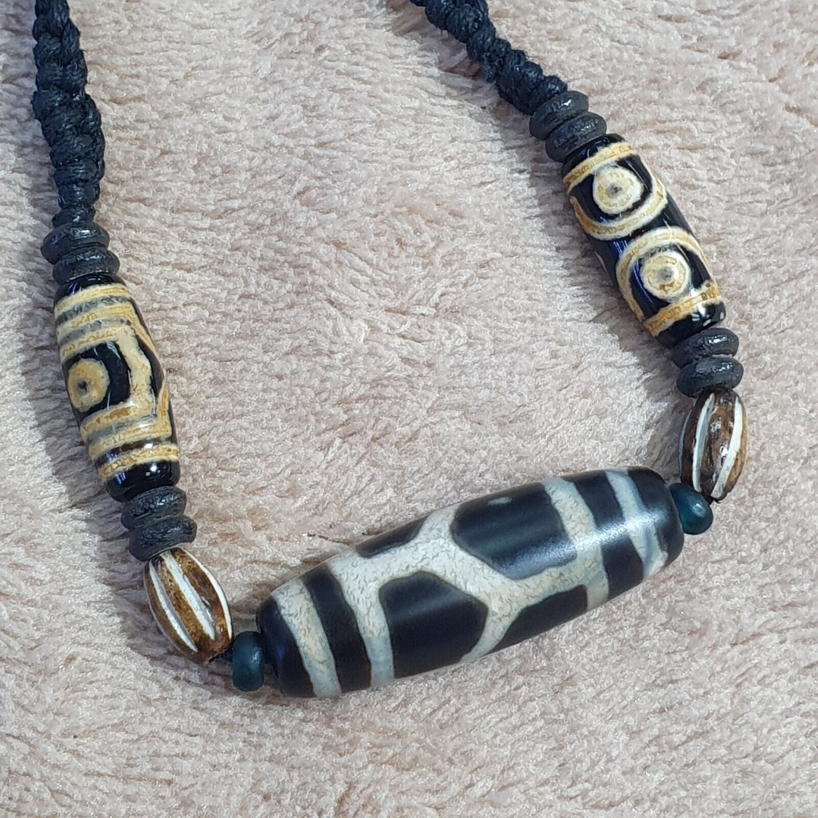 Vintage Antique Indo Tibetan Agate Beads Dzi Necklace