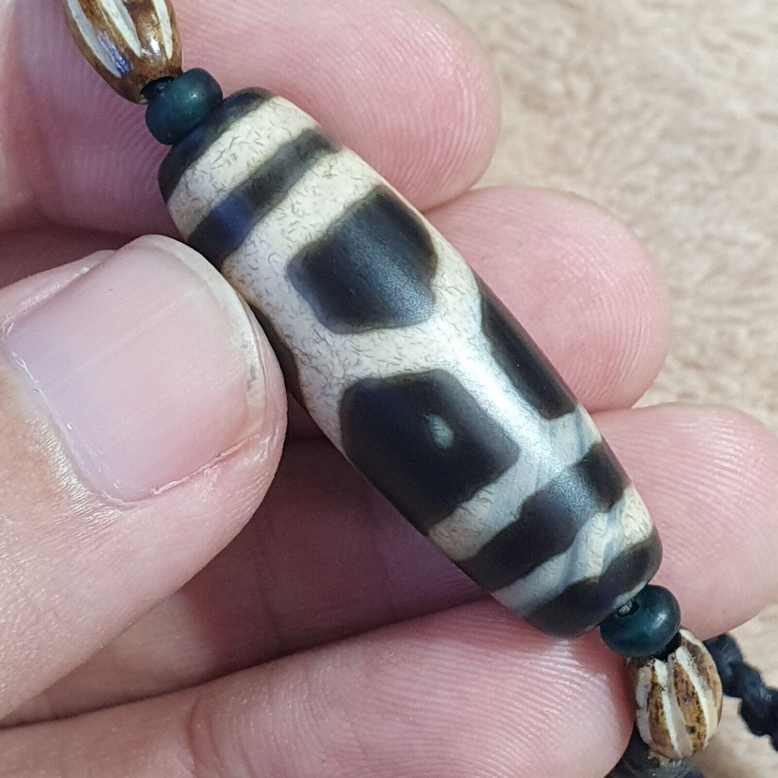 Vintage Antique Indo Tibetan Agate Beads Dzi Necklace