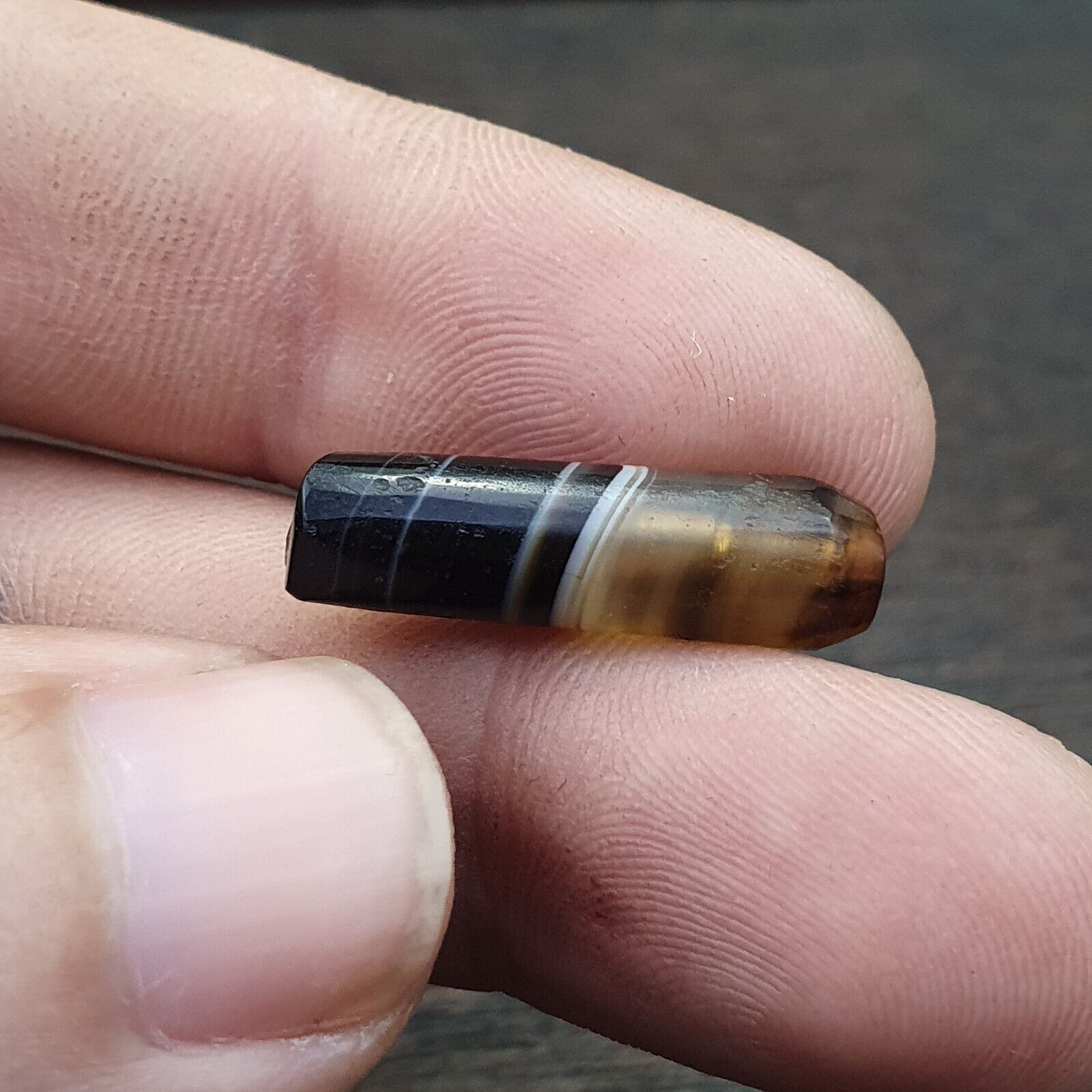 Lot 7 Antique Old Yemeni Agate Natural Rare pattern Banded Agate Bead  BD L7