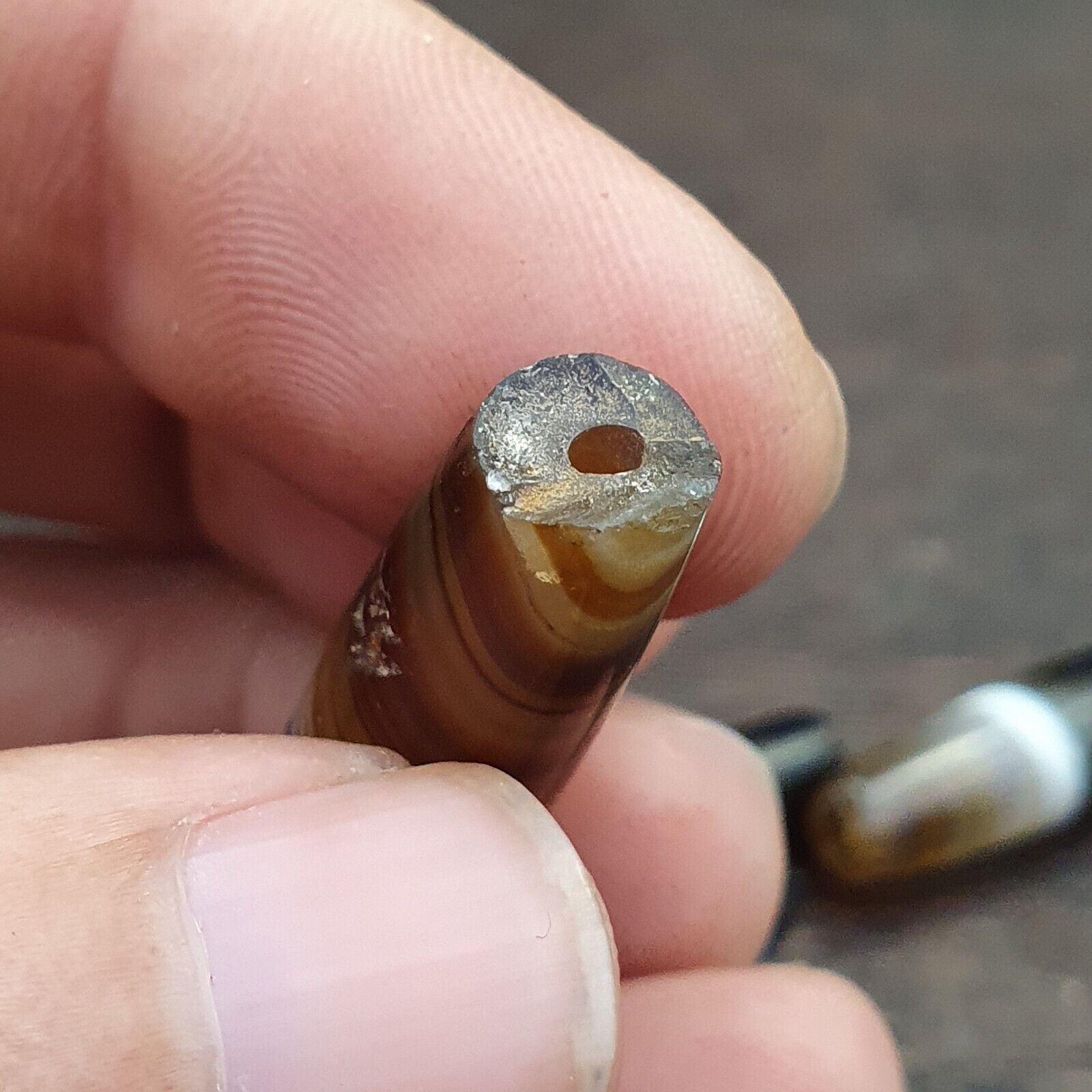 Lot 7 Antique Old Yemeni Agate Natural Rare pattern Banded Agate Bead  BD L7