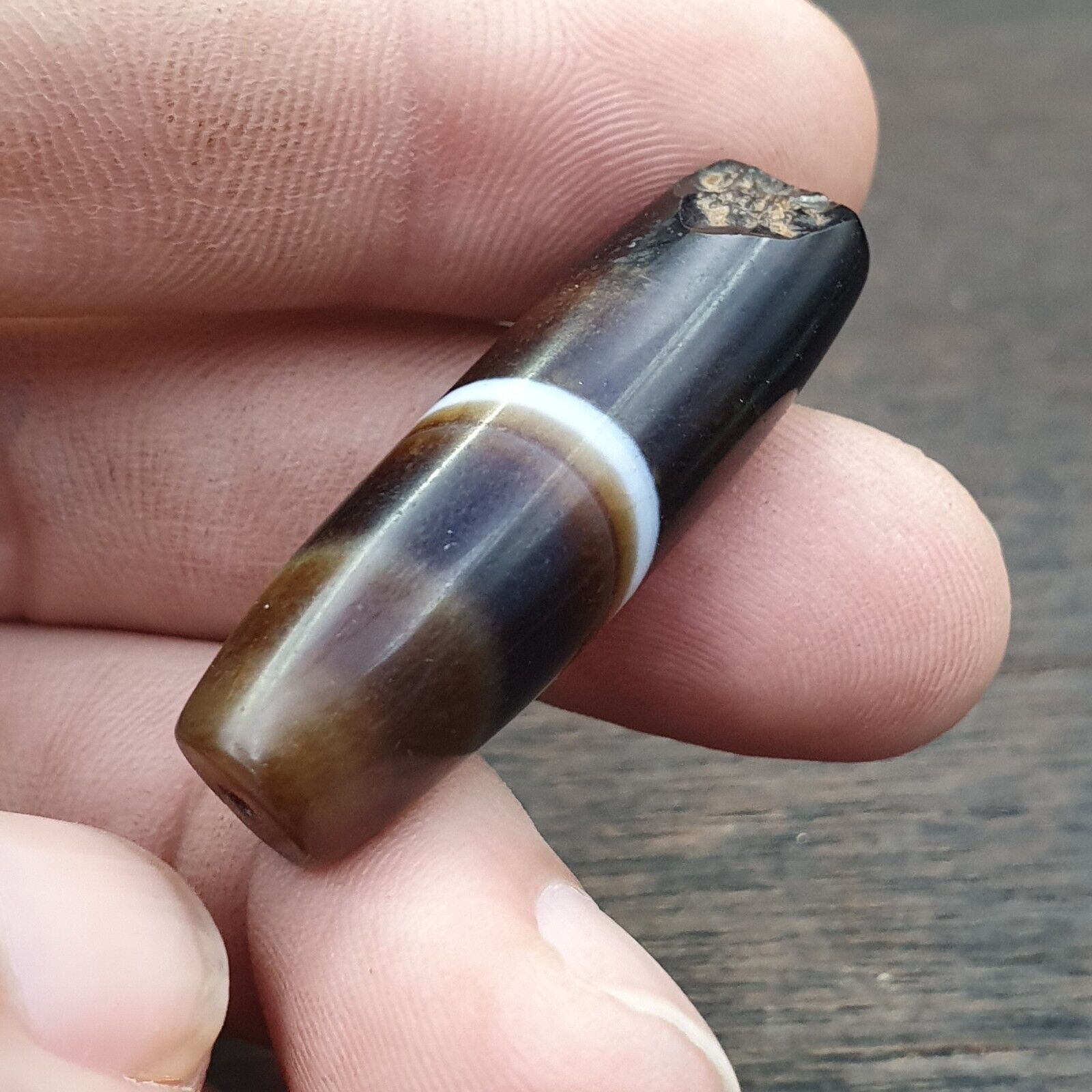 Antique Old Yemeni Agate Natural Rare pattern Banded Agate Bead  BD L2