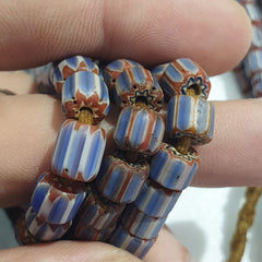 Antique Venetian inspired African Blue Glass 6 layers Chevron Beads Necklace